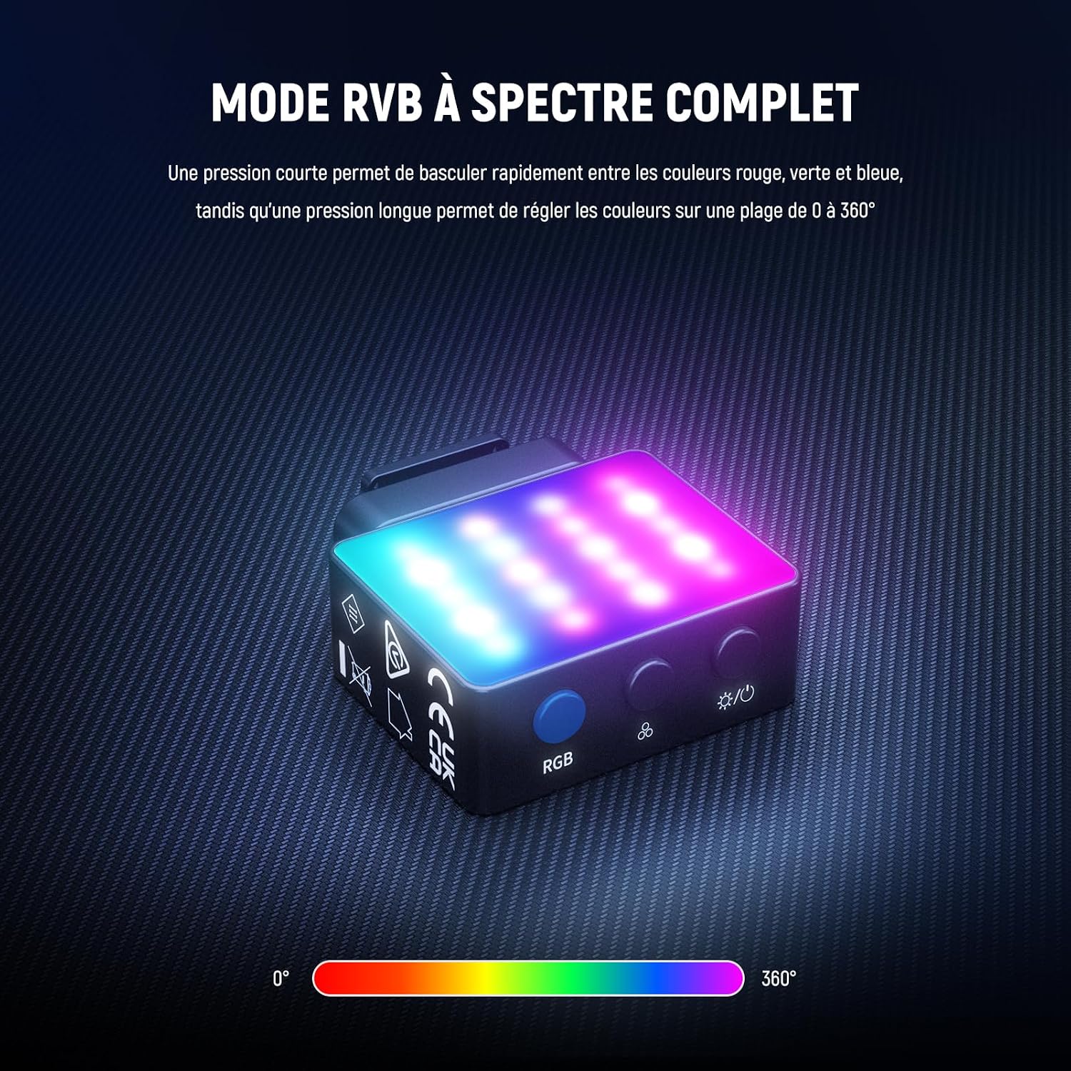 Thumbnail 2 de NEEWER BASICS Éclairage auxiliaire magnétique RGB pour caméra (AC024 / M21 / M23) CRI 95+