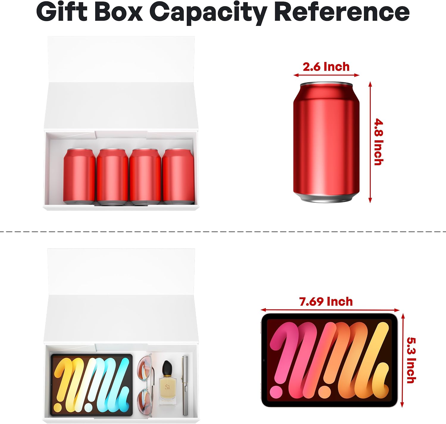 Detalle de RYDDOY White Gift Boxes, 5-Pack, 12 x 6 x 4 Inches, Magnetic Closure