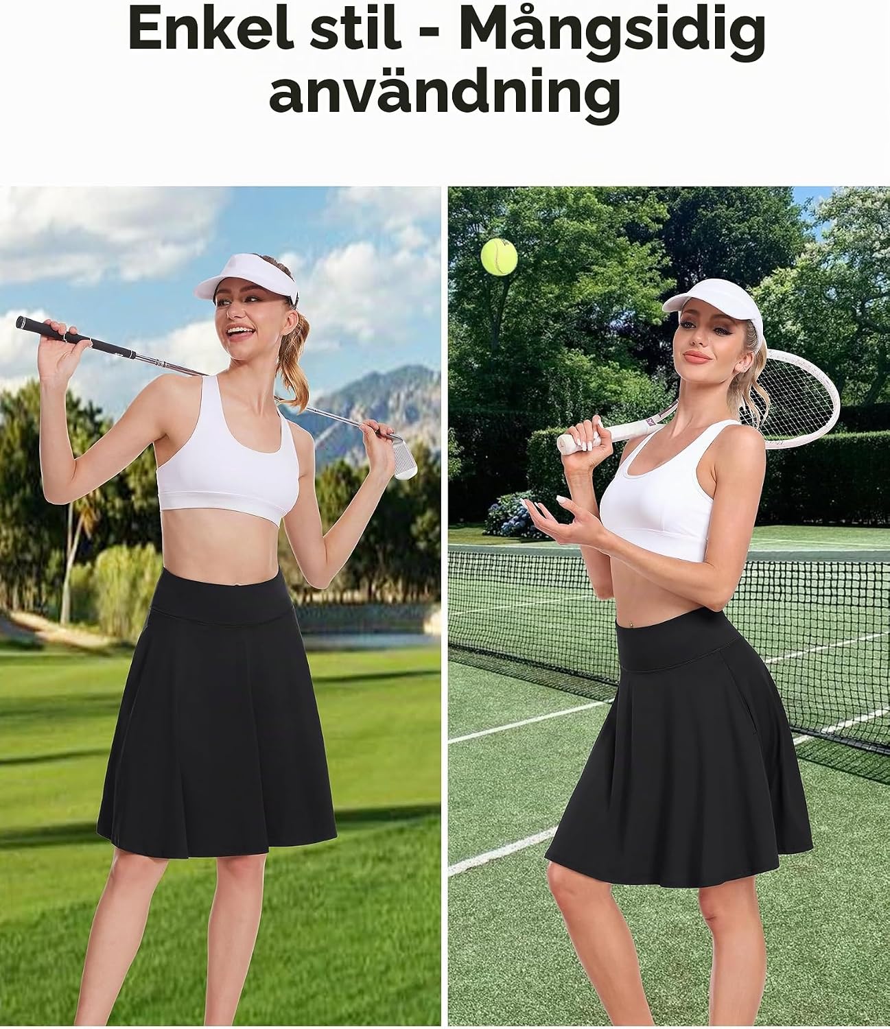 Detalle 2 de Desol 50,8 cm (20 tum) knälånga tennis- och golfkjolshorts med fickor