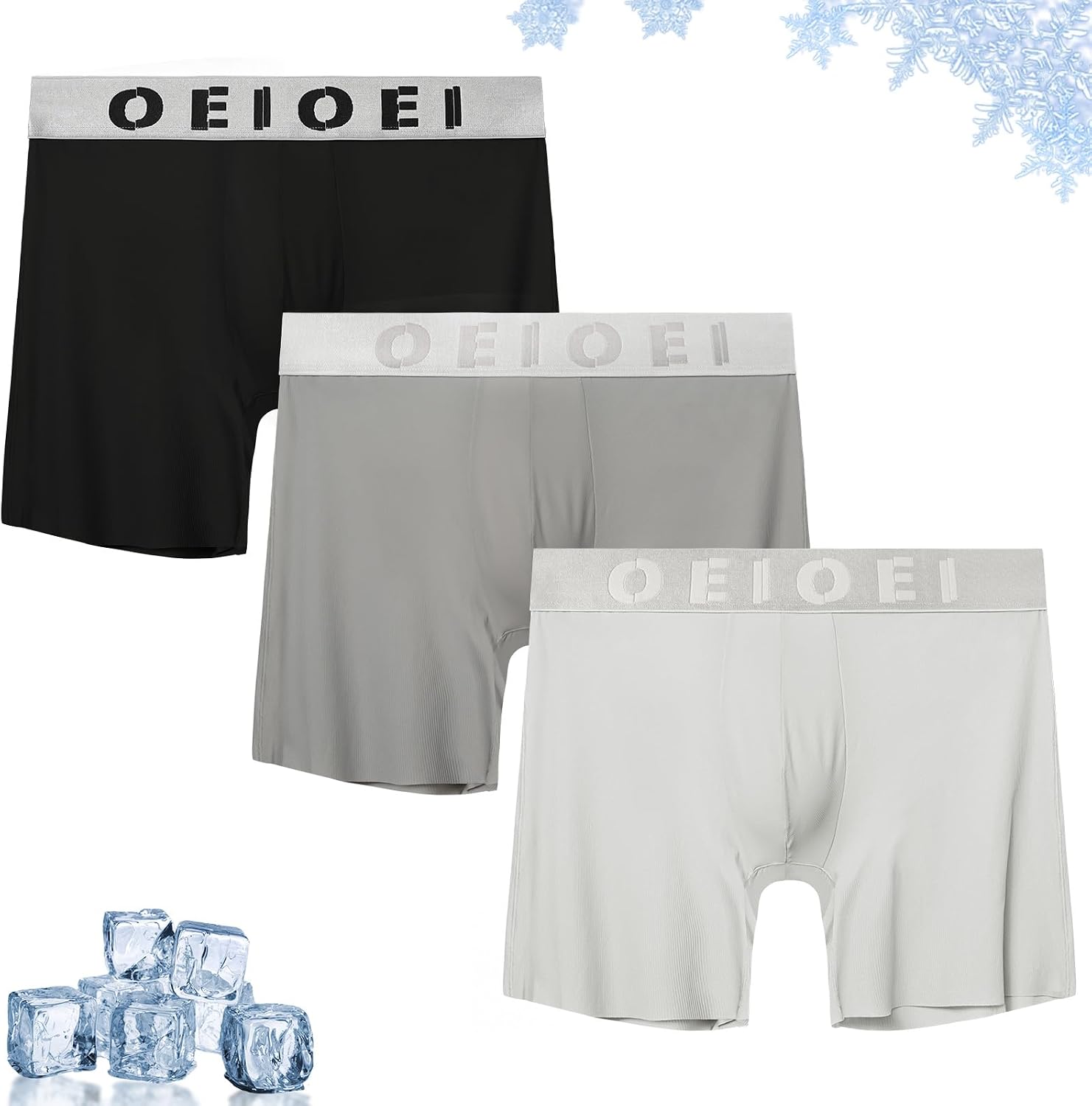 Detalle de OEIOEI Boxershorts Herren – Eisseide, Schnelltrocknend, 3er Pack