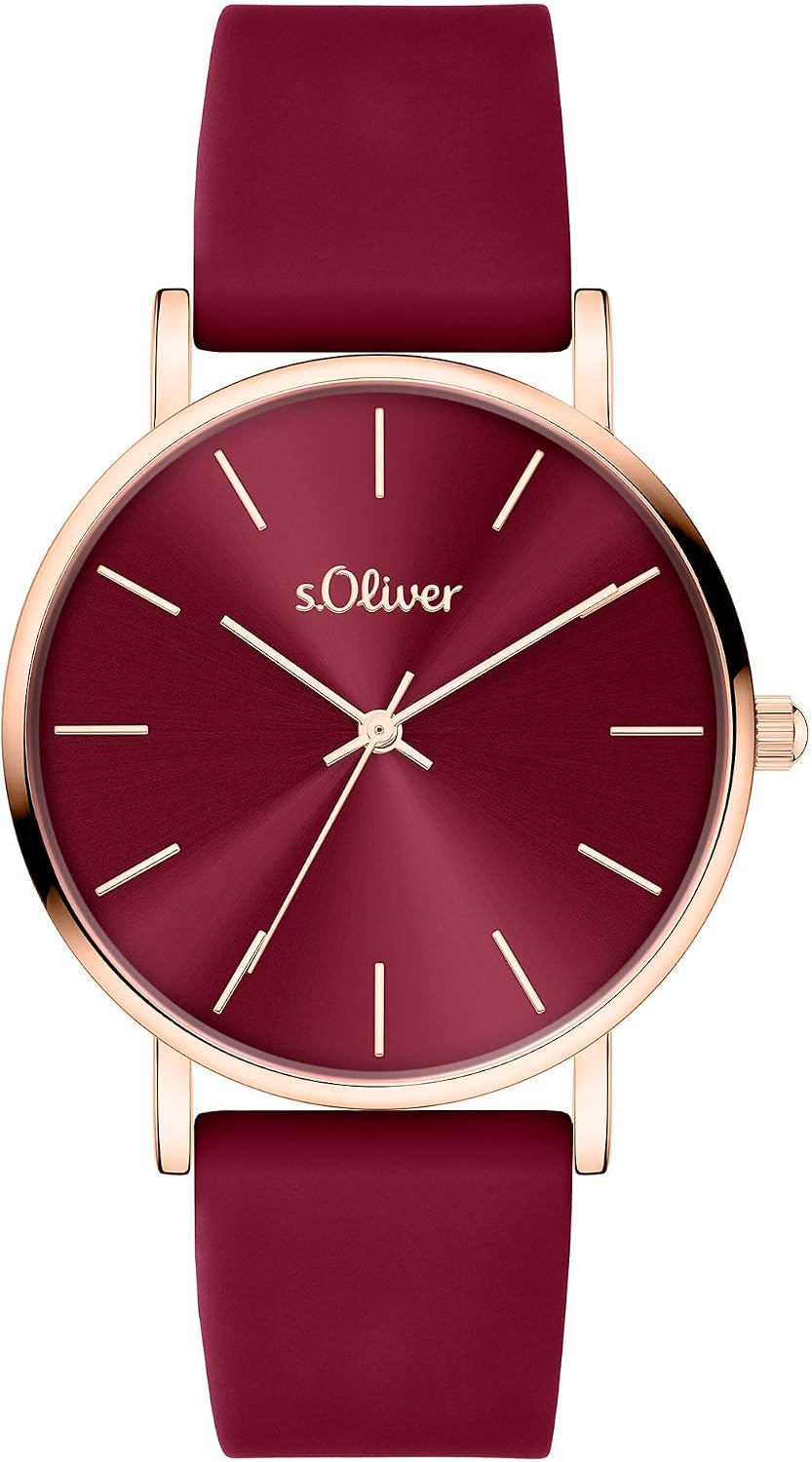 Detalle de s.Oliver Damenuhr mit Silikonband – 36 mm, zeitloses Design