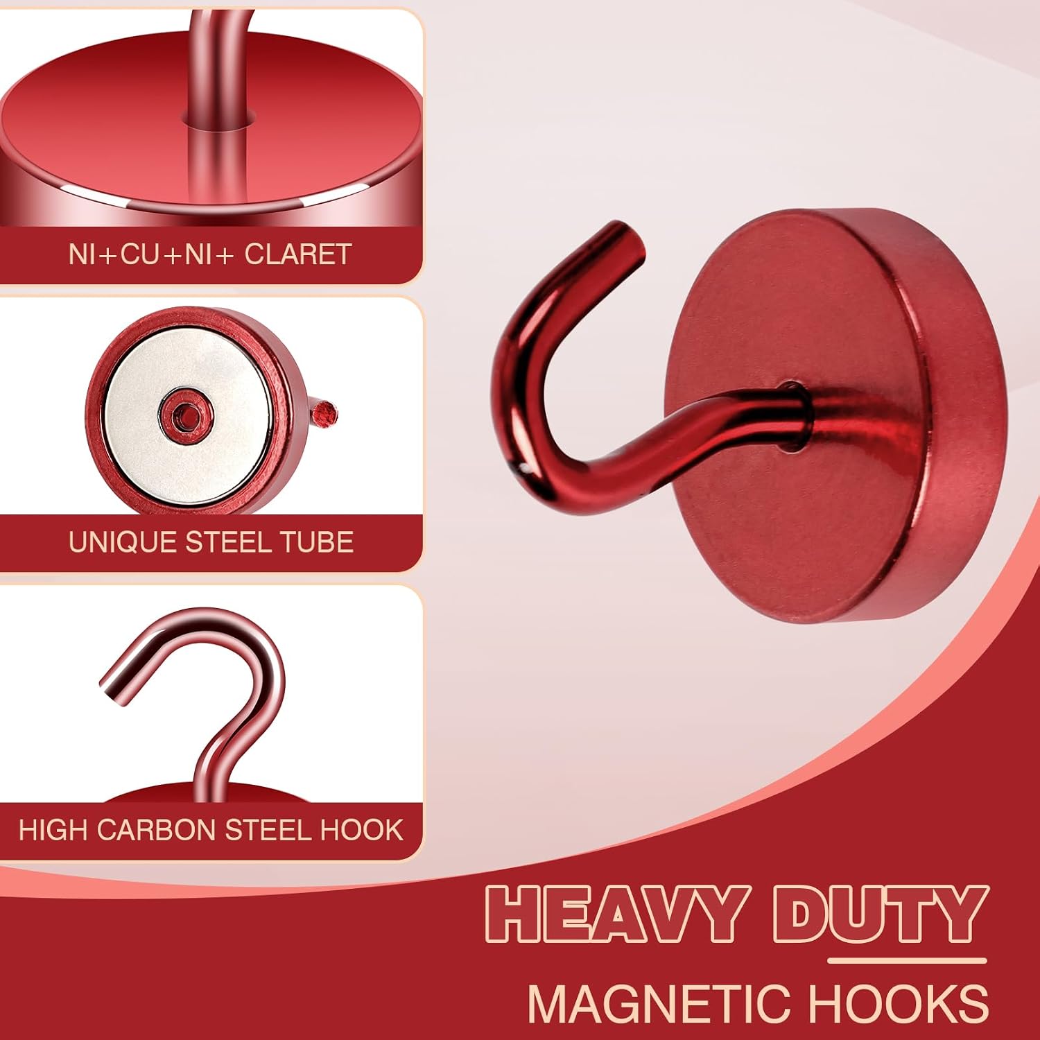 Thumbnail 6 de Neosmuk NPM26x10Red20240918 Magnetic Hooks, Red Steel, 10-Pack