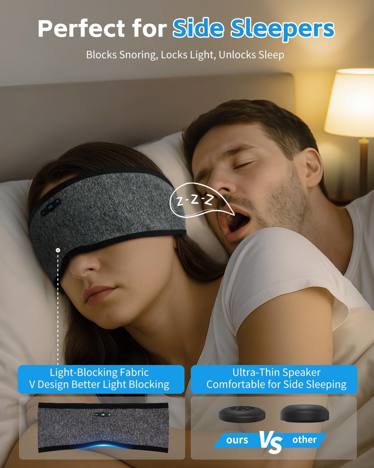 Thumbnail 3 de Veeniitosr Sleep Headphones Bluetooth 6.0 Headband 2-in-1 for Side Sleepers (Grey)