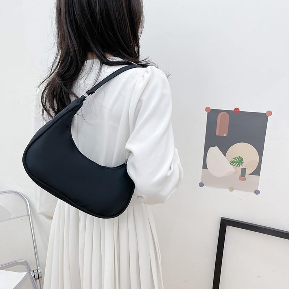 Thumbnail 2 de Aucuu Umhängetasche Damen – Nylon Retro Handtasche mit Pom-Pom Schlüsselanhänger