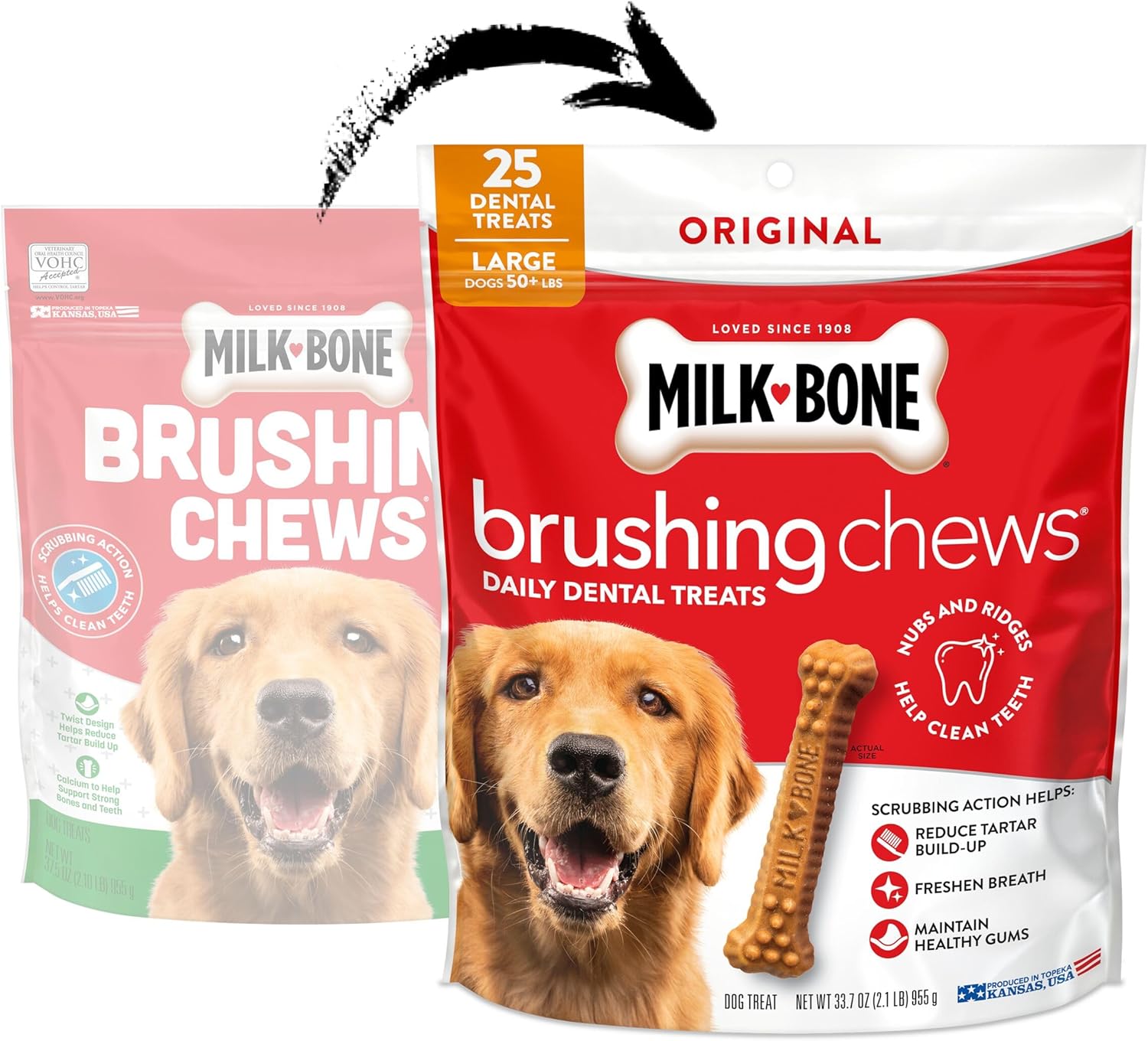 Thumbnail 1 de Milk-Bone Brushing Chews Large Daily Dental Dog Treats (33.7 oz)