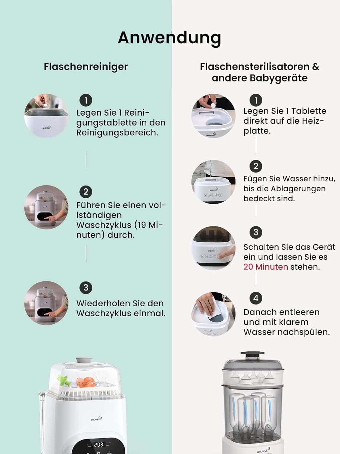 Thumbnail 2 de GROWNSY Entkalkungstabletten für Babygeräte (24 Stück) – kompatibel mit Momcozy & Baby Brezza