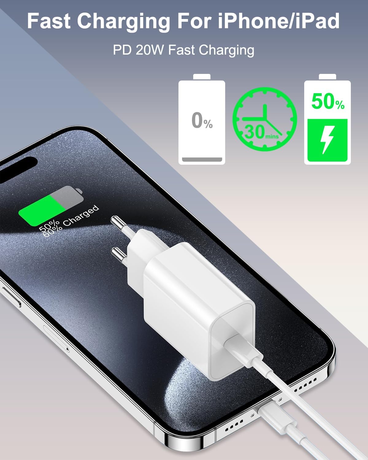 Thumbnail 2 de Cargador 20W USB‑C 2Pack con cable 2 m
