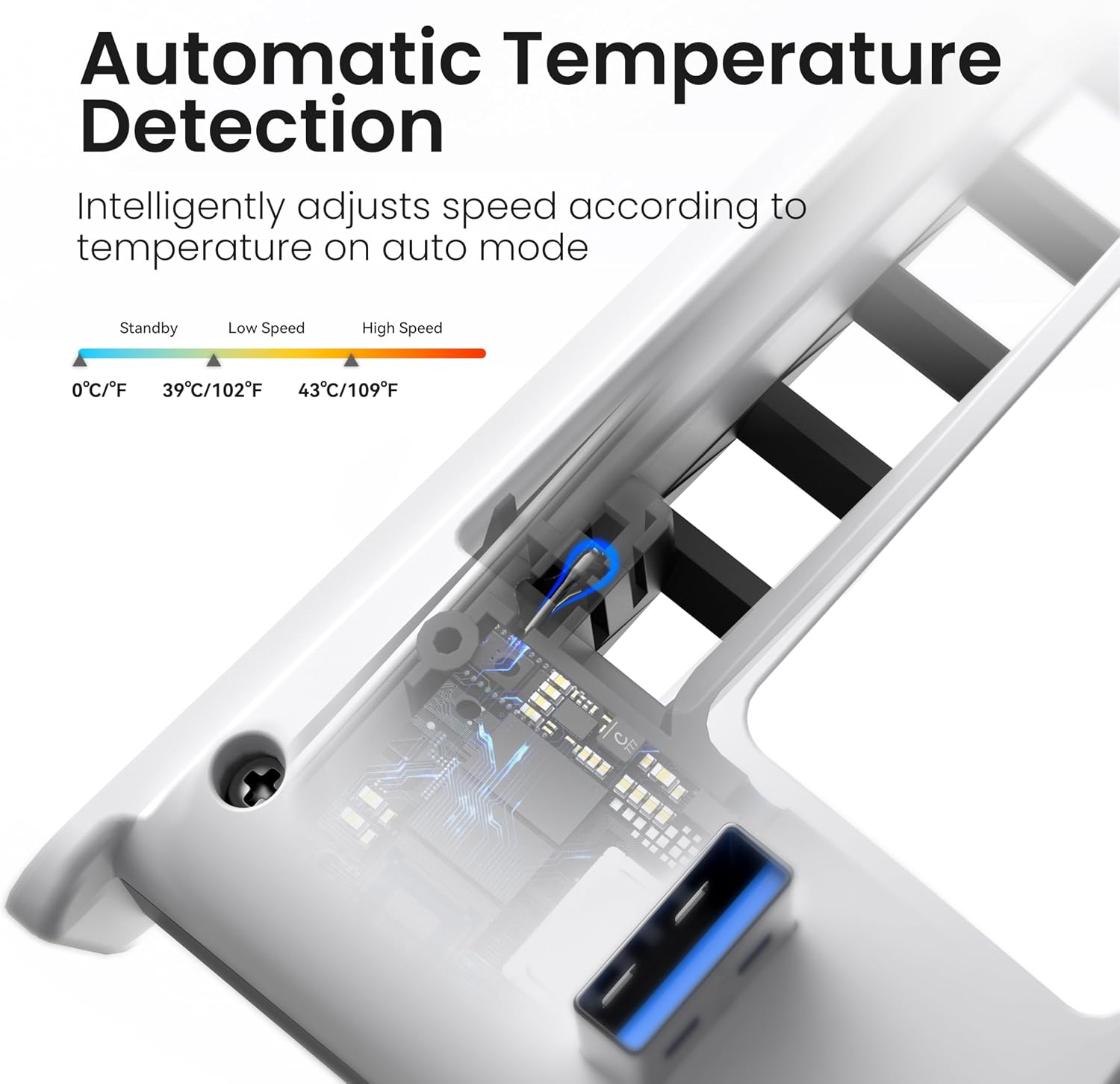 Detalle de KIWIHOME Cooling Fan for PS5 Slim: Efficient Triple-Fan Cooling with USB Passthrough