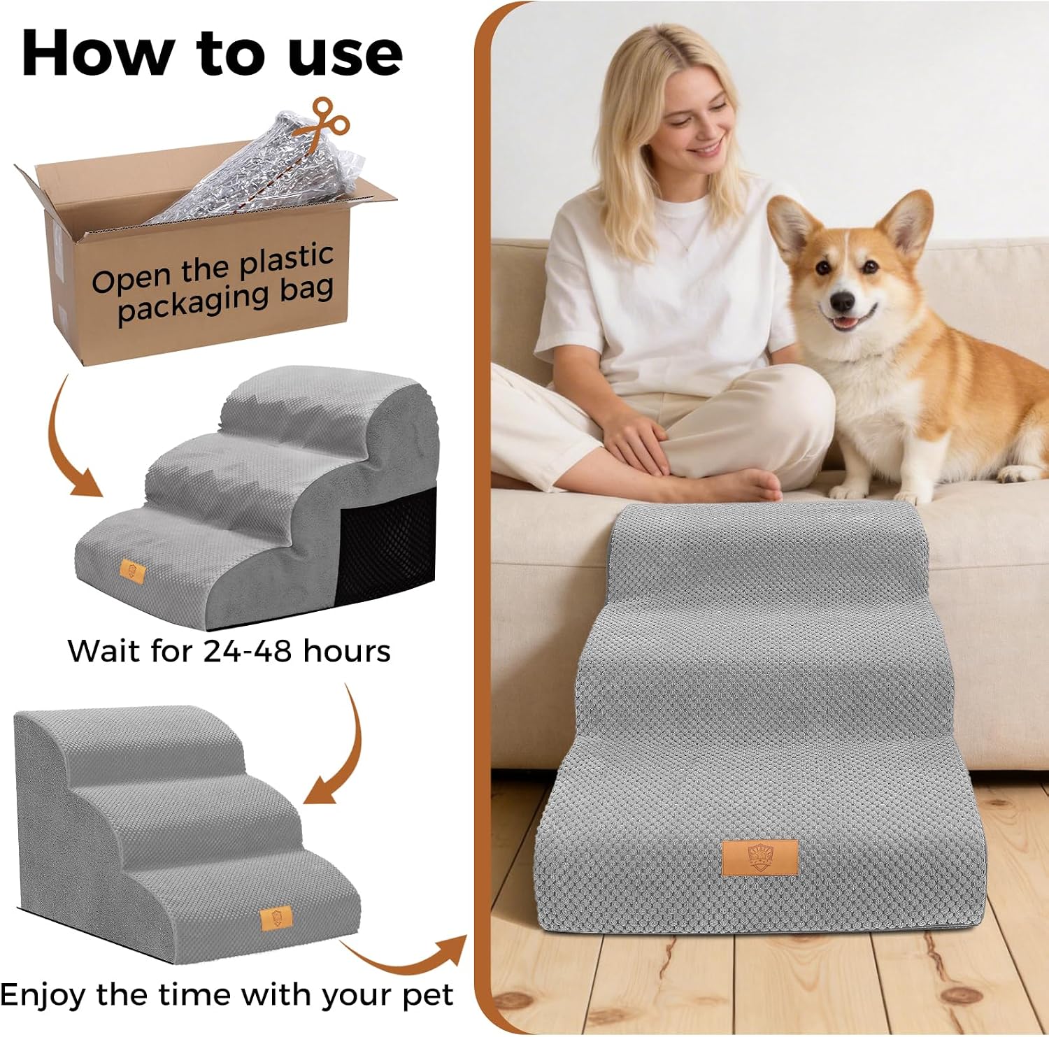 Detalle de Thihome Dog Steps 40cm ramp for sofas