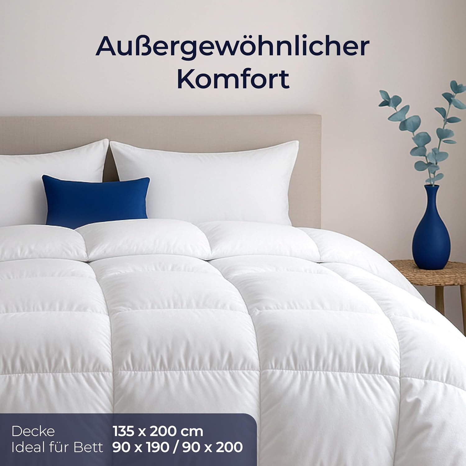 Thumbnail 1 de Dreamzie Daunendecke 135x200 cm – Ganzjahresdecke mit 450 gsm (90% Federn/10% Daunen)