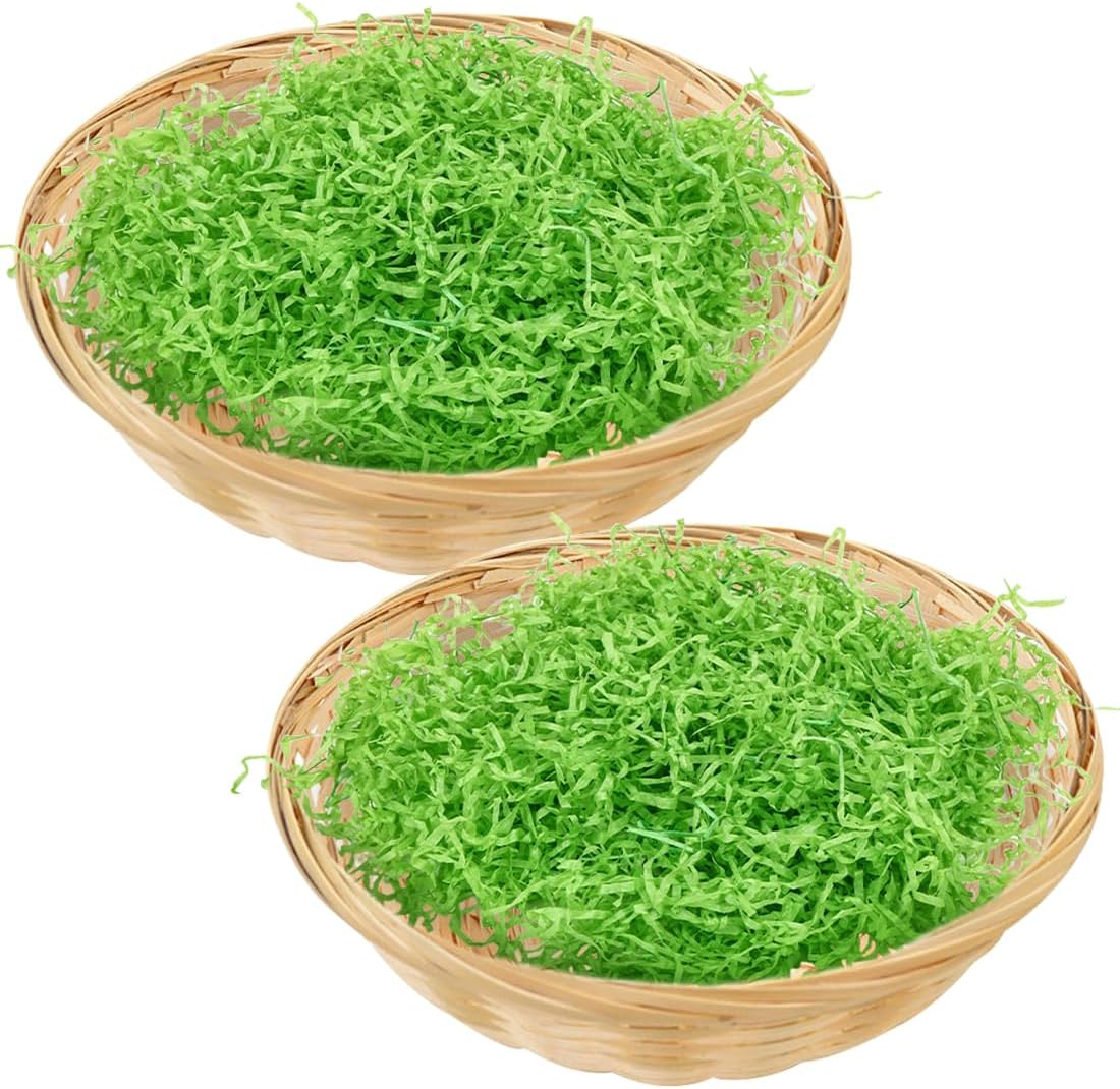 Bluelves 2er-Set Osterkörbchen aus Weide/Bambus mit ca. 100 g Ostergras Grün zum Befüllen