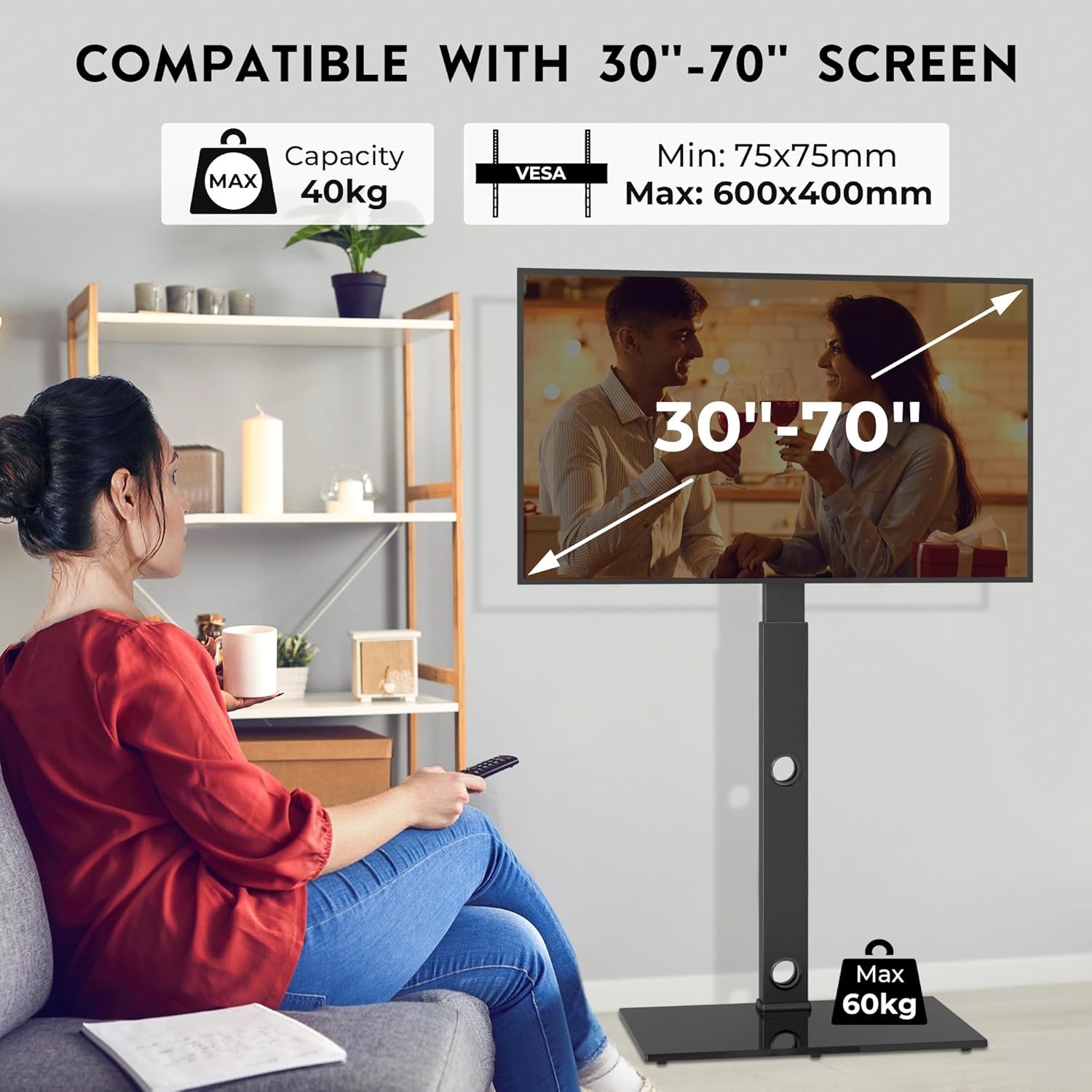 Detalle 2 de BONTEC TV Ständer 30–70 Zoll höhenverstellbar