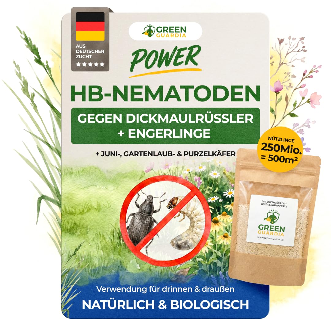 Detalle de GREEN GUARDIA Power HB-Nematoden gegen Dickmaulrüssler & Engerlinge – 250 Mio. (500m²) – Biologische Schädlingsbekämpfung, umweltfreundlich, chemiefrei