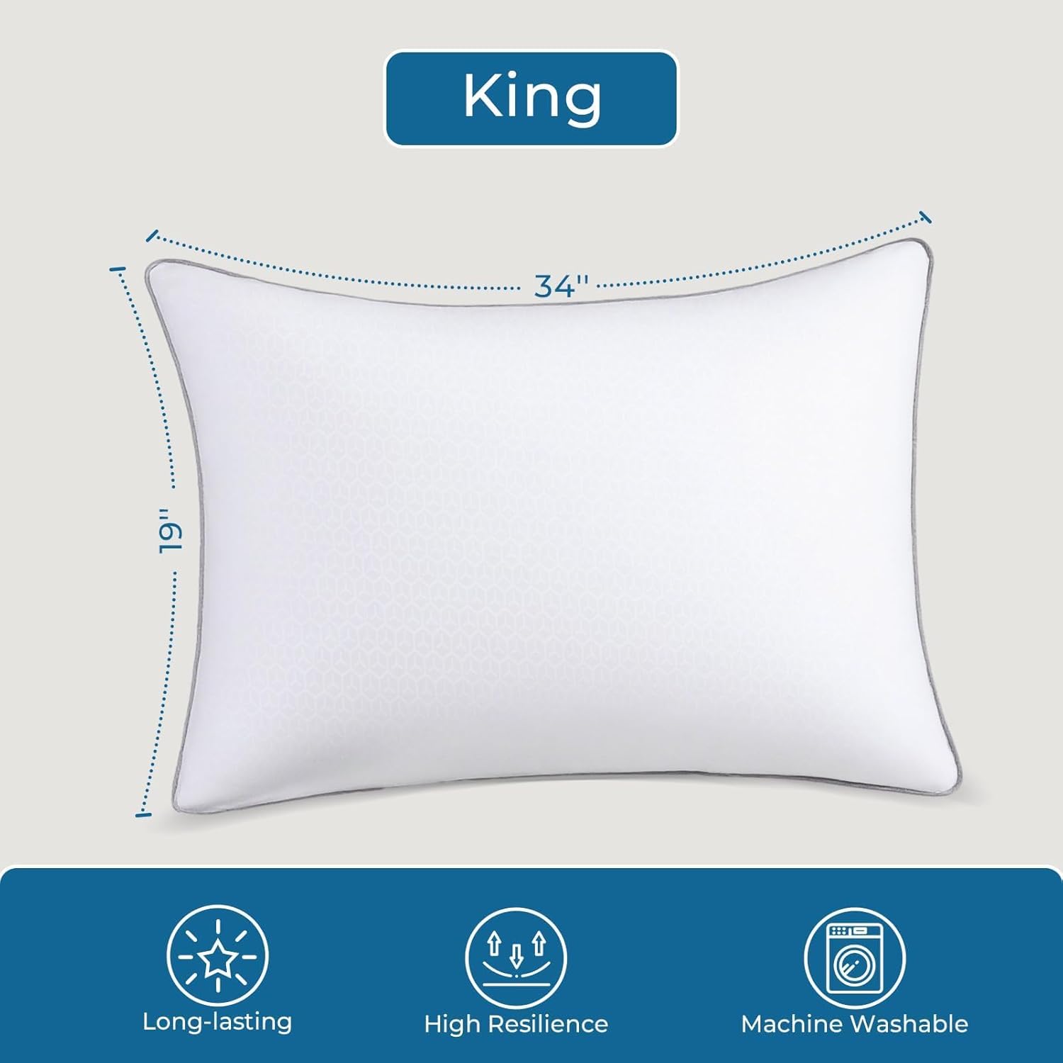 Thumbnail 1 de Sasttie Firm King Size Pillows Set of 4: Hotel-Quality, Down Alternative Support for Side, Back & Stomach Sleepers