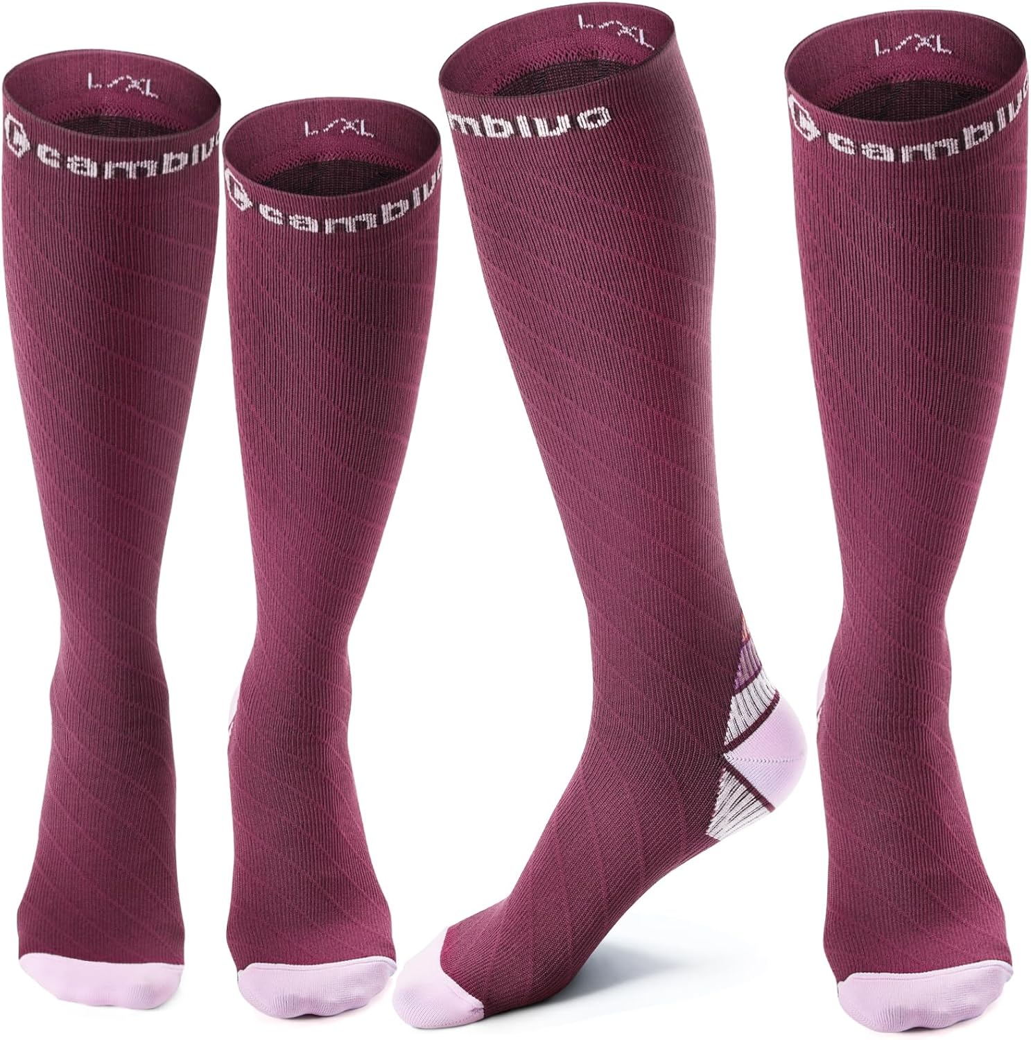 Detalle de CAMBIVO Compression Socks for Men & Women (2 Pairs) – Travel, Sports, and Everyday Support