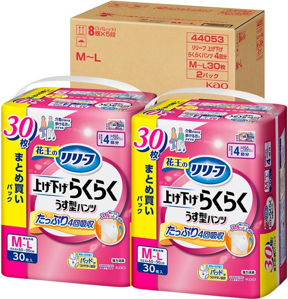 Detalle de リリーフ 上げ下げらくらくうす型パンツ M-L 60枚 4回吸収・パッド目印線付き