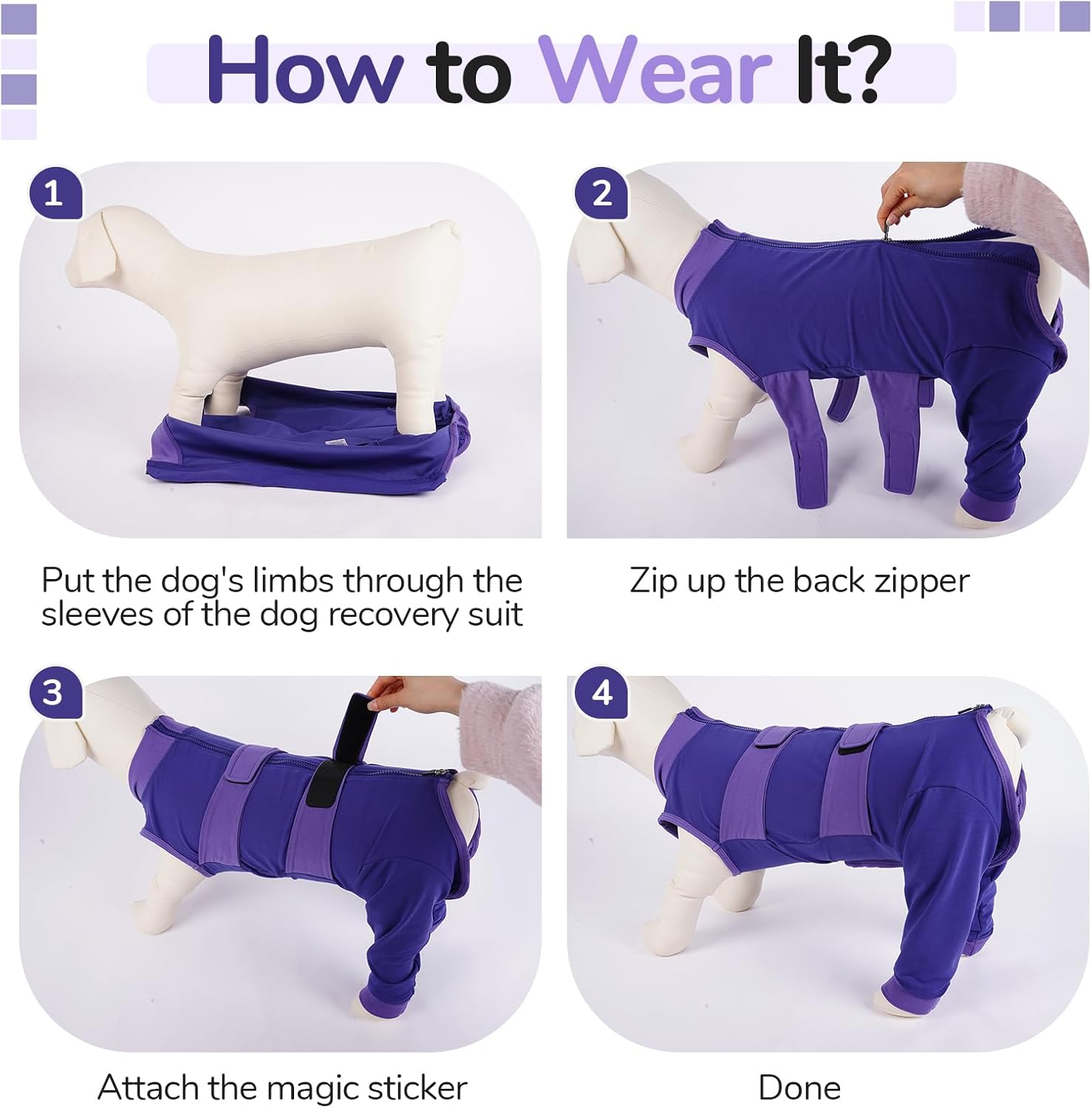 Thumbnail 6 de Lelepet Dog Body Suit After Surgery – Recovery Sleeve for Large Dogs (Purple, 3XL)