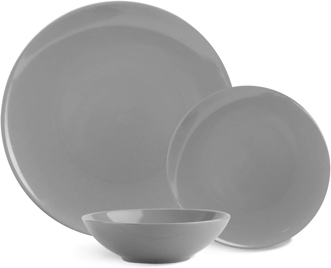 Detalle 2 de Amazon Basics QX-08701 – 18-elementowy zestaw naczyń dla 6 osób, dymnoszary