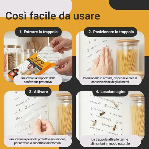 Thumbnail 4 de Proxinova Antitarme Alimentari: Trappole Adesive per Farfalline (10 pezzi) – Monitoraggio Naturale, Made in Germany