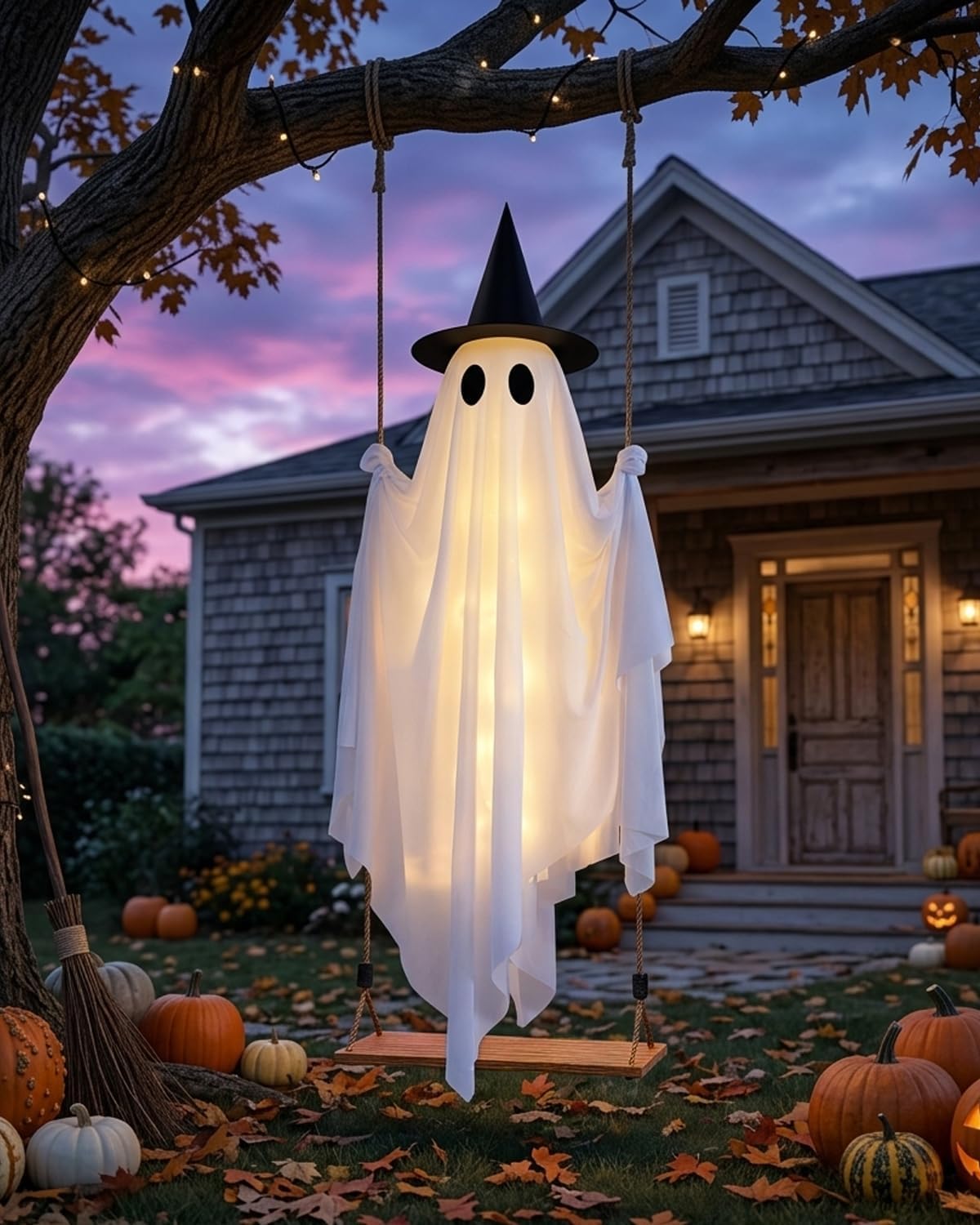 Detalle de CYSKXYI Swing Ghost-003 5-Foot Halloween Hanging Ghost with Warm LEDs
