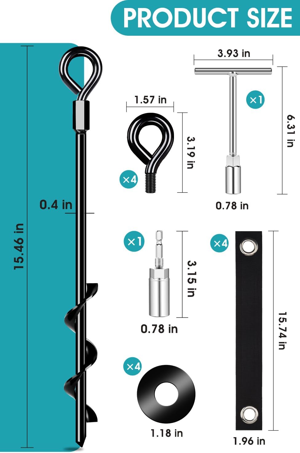 Detalle 1 de Ground Anchors, 15 in
