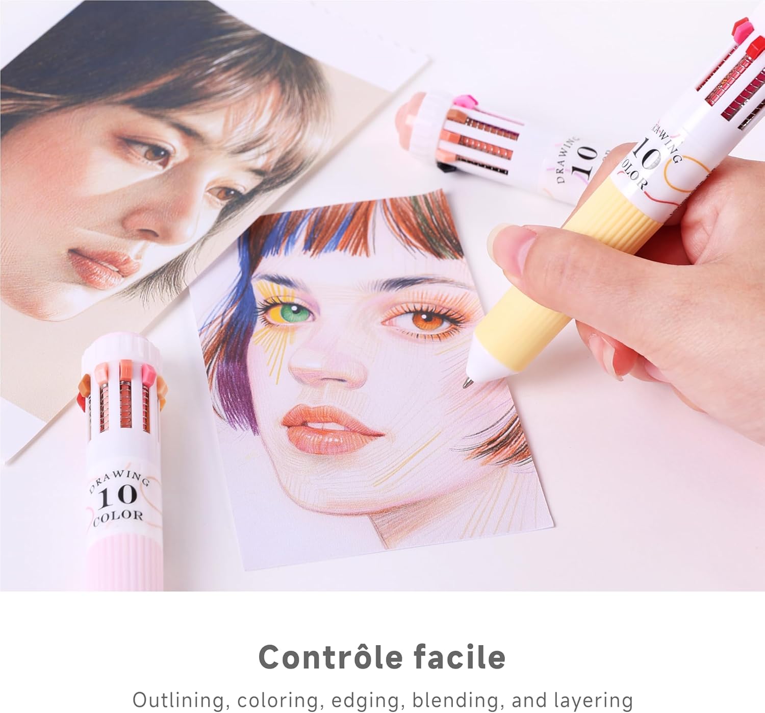 Thumbnail 3 de Languo 60 Colours Multicolour Pen Set (6 x 10-in-1), 0.8mm Retractable Ballpoint Pens for Writing and Drawing