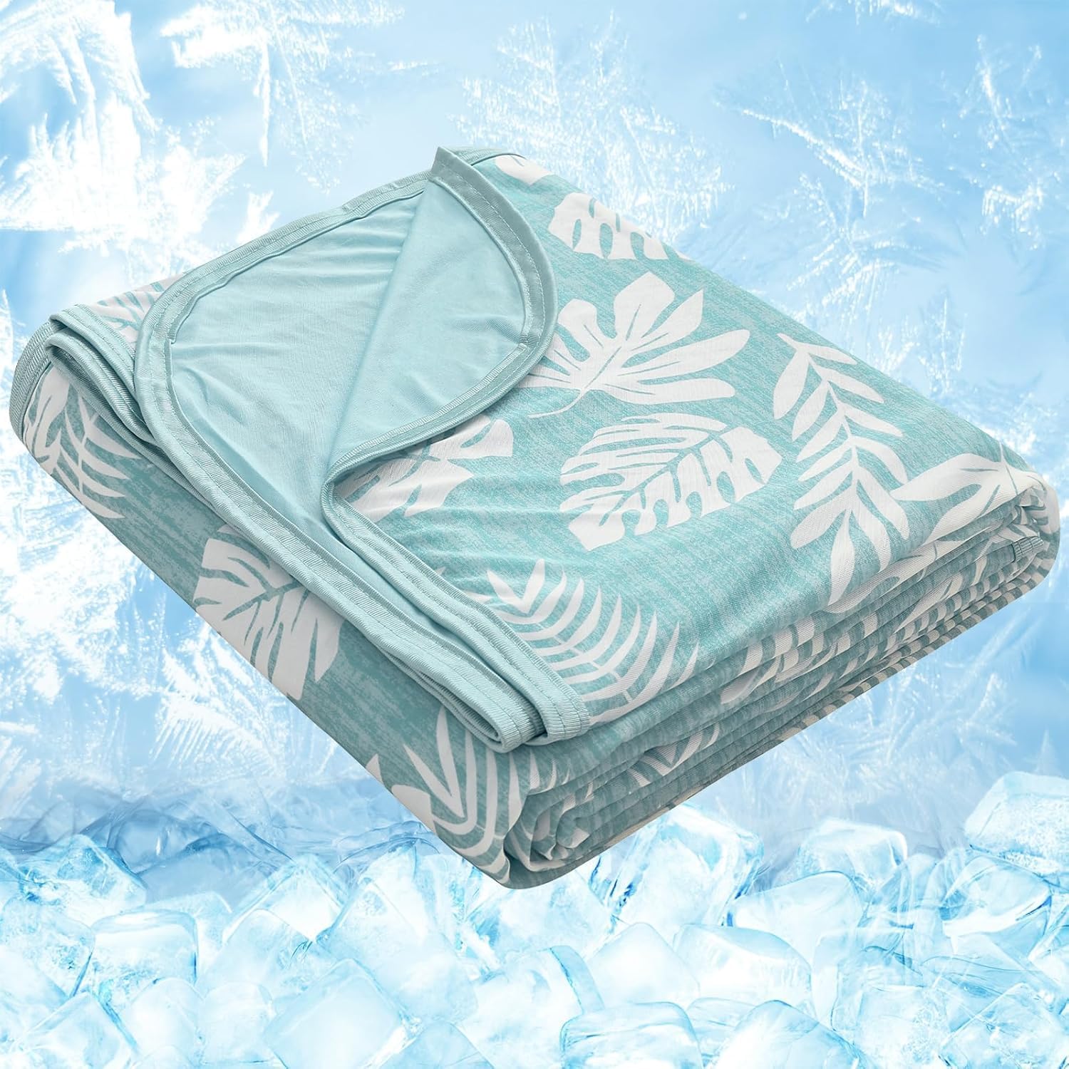 Detalle de RUMBALUXY Cooling Blanket for Hot Sleepers — Soft, Lightweight Summer Blanket (Green, Double 153 x 203cm, Tropical)