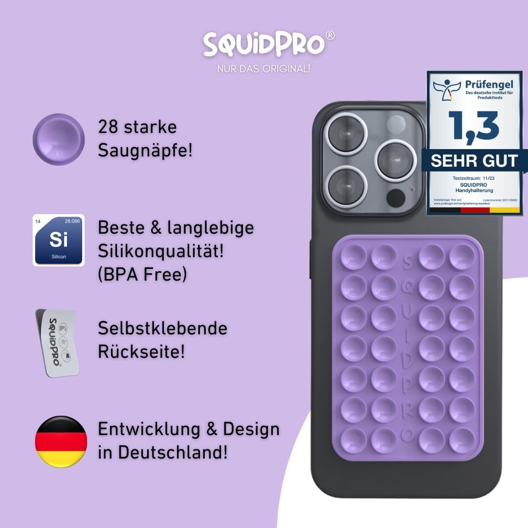 Thumbnail 1 de SQUIDPRO® Silikon Saugnapf Handyhalterung (selbstklebend) für freihändige Selfies – Violet