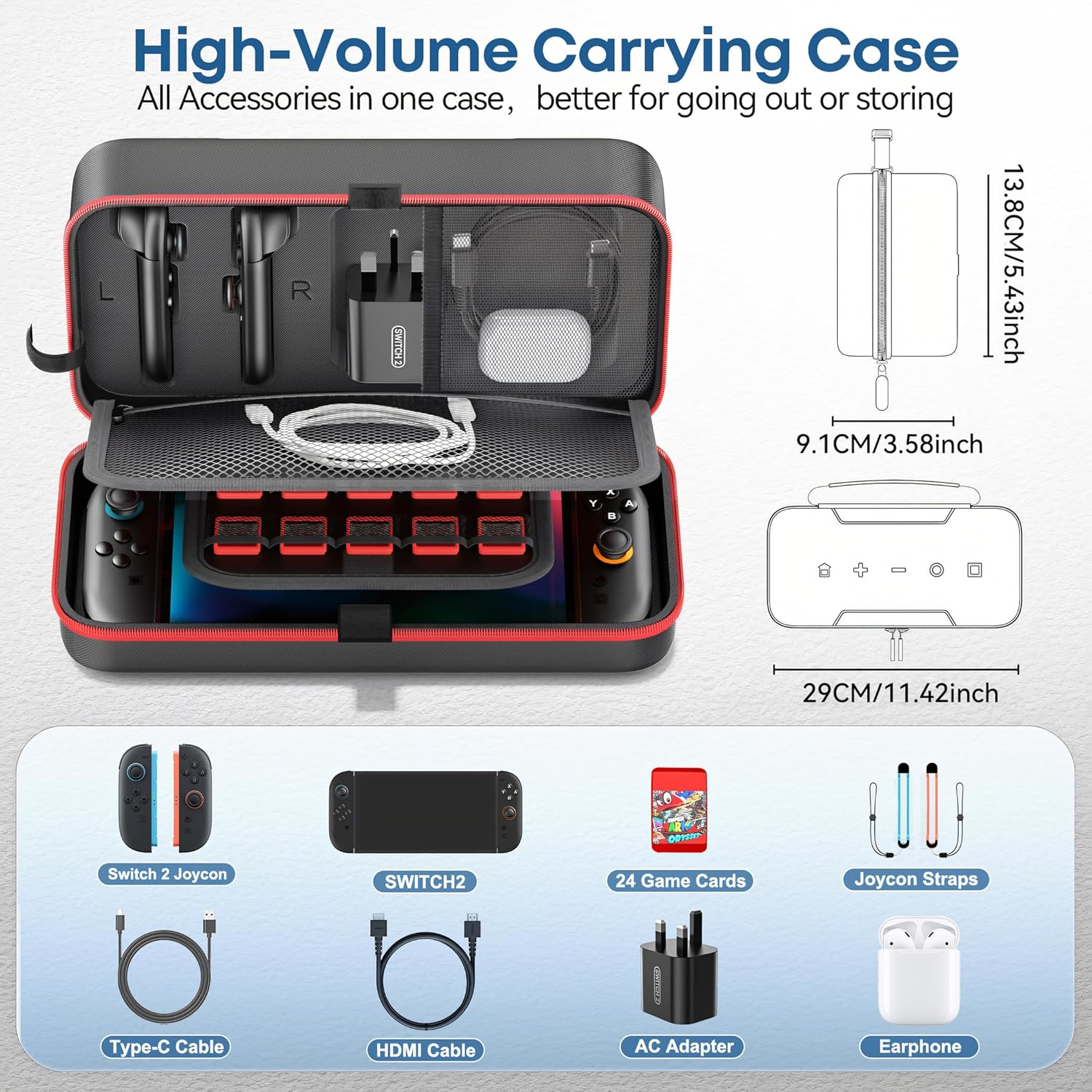 Detalle 2 de OIVO Switch 2 carrying case with 26 slots