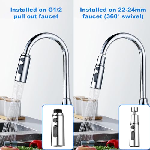 Detalle de OSDUE juego de aireador de grifo de 360° con 3 modos (M22–M24, G1/2) para cocina