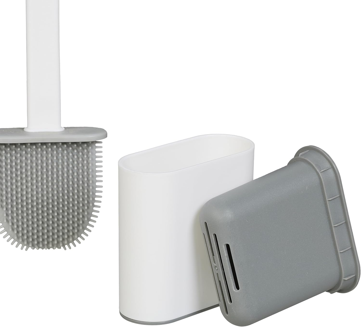 Detalle de Relaxdays Bamboo Toilet Roll Holder and Brush Set, Freestanding 3-in-1
