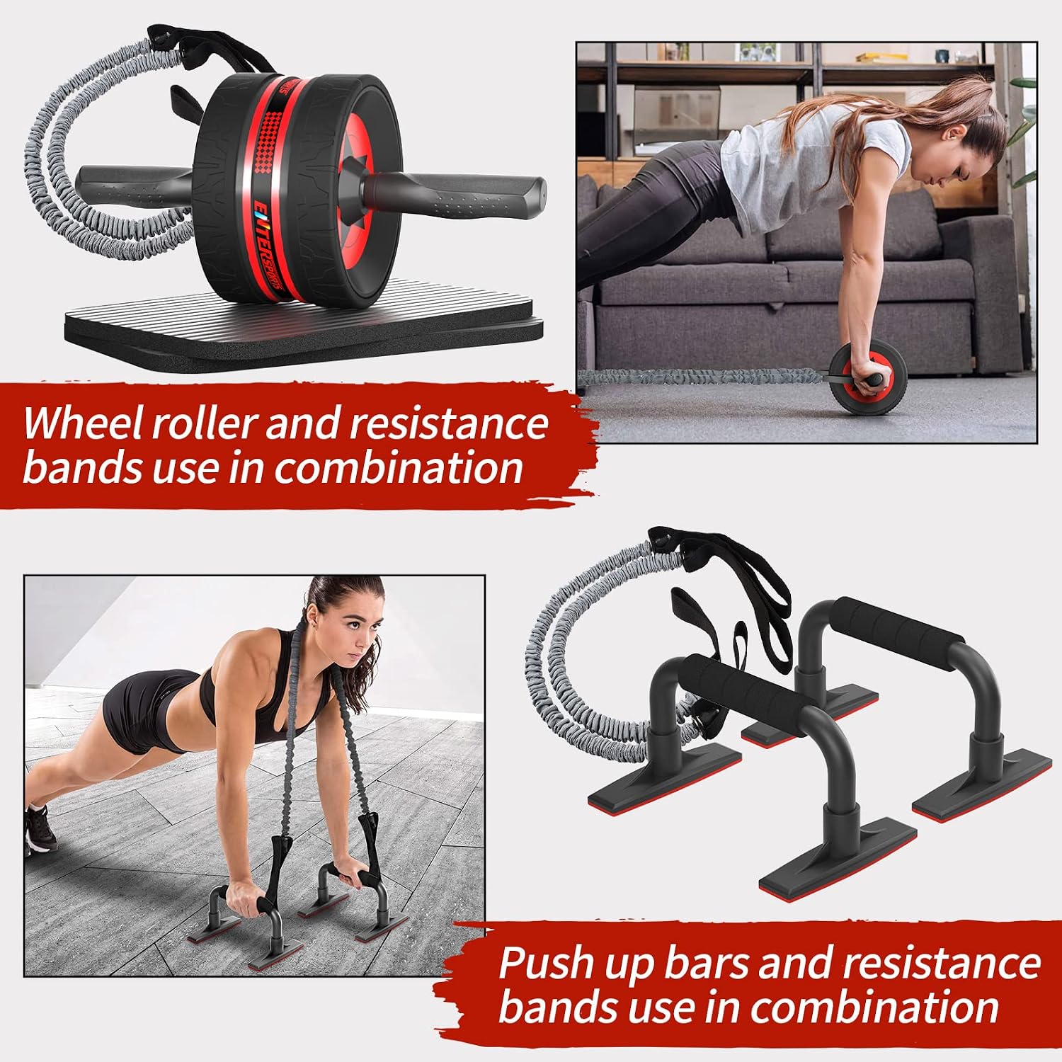Thumbnail 4 de EnterSports Ab Rollers – Ab Trainer for Home with Two Knee Mats