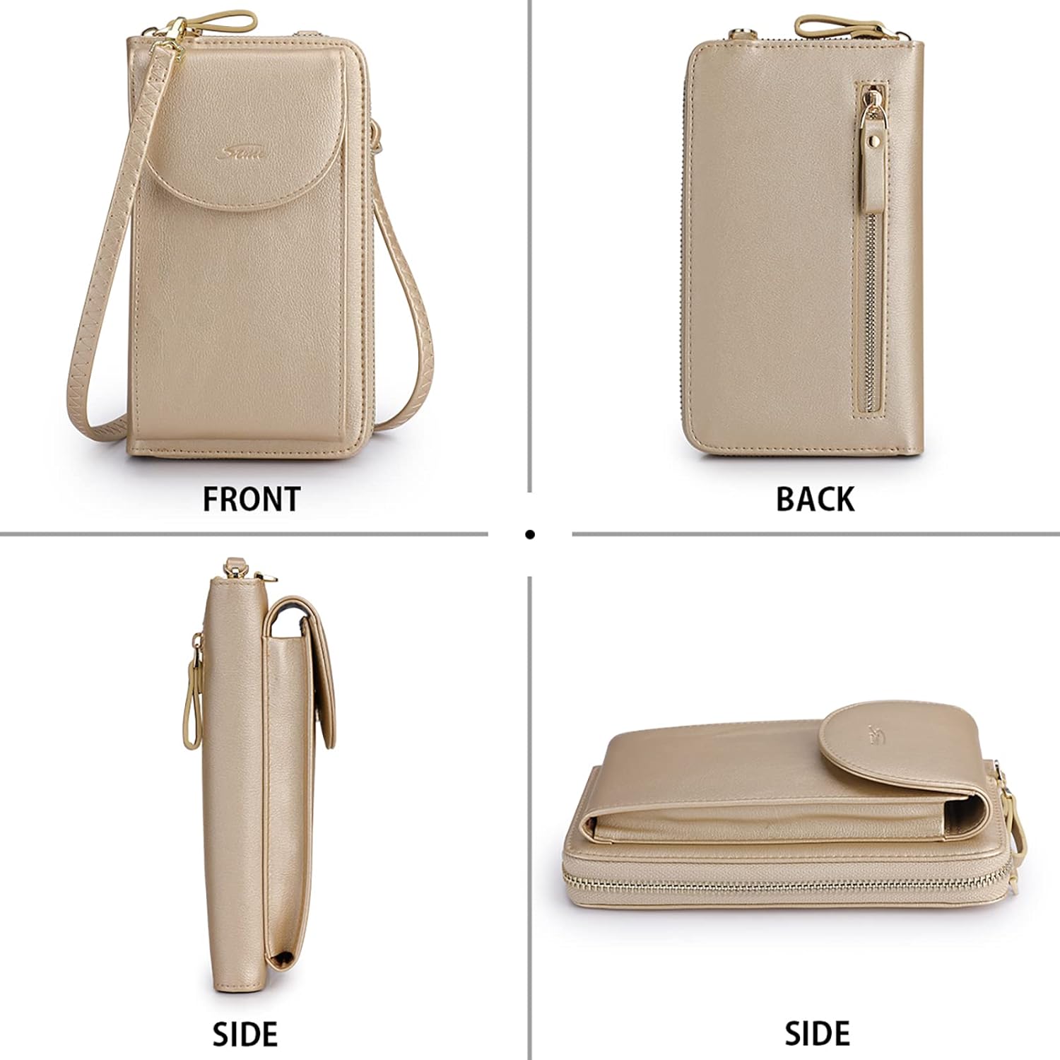 Thumbnail 5 de S-ZONE PU Leather RFID Blocking Crossbody Phone Bag