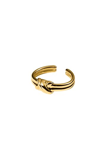 Detalle de Purelei Knoten Ring – offener Edelstahlring mit knotendem Design, verstellbar und wasserfest