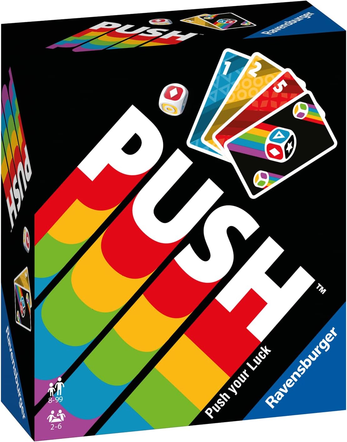 Detalle 2 de Ravensburger Push – unterhaltsames Kartenspiel für die ganze Familie, ab 8 Jahren (2–6 Spieler)