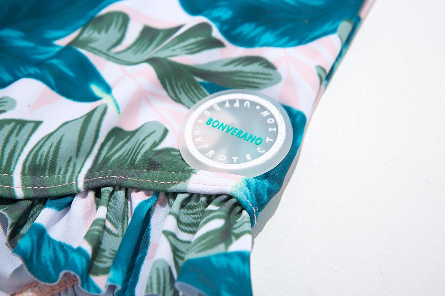 Thumbnail 3 de BONVERANO Kleiner Mädchen Schwimmanzug UV-Schutz mit Bambusmuster und Sonnenhut