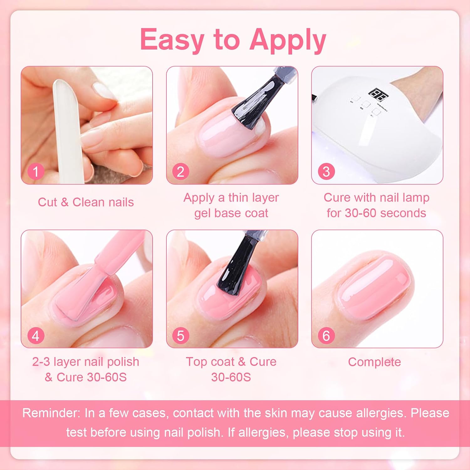 Thumbnail 5 de Shining She UV-Glitzer-Jelly-Nagellack (6 Farben) – holografischer Schimmer in Nude-Rosa, Soak-off Gel, 8 ml