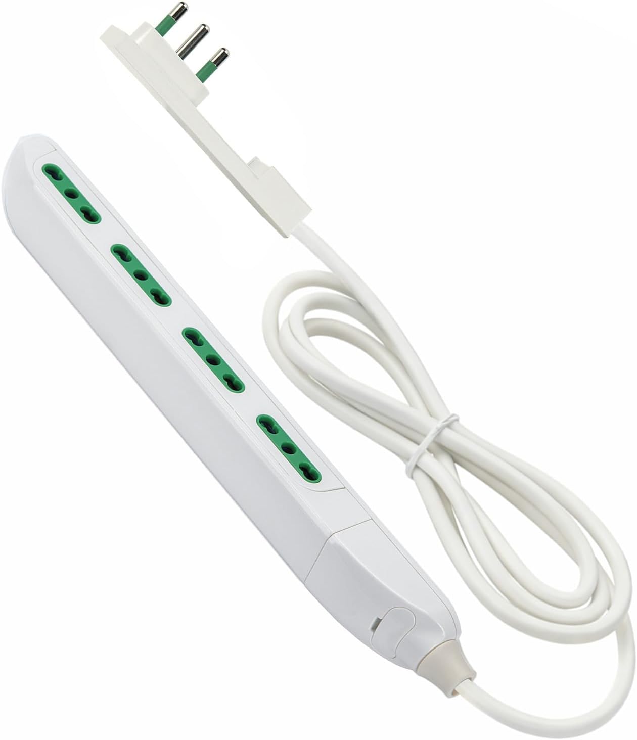 Detalle de Fanton Multipresa SLIM 1,5 metri: 4 prese bipasso, spina piatta, design slim per spazi ristretti
