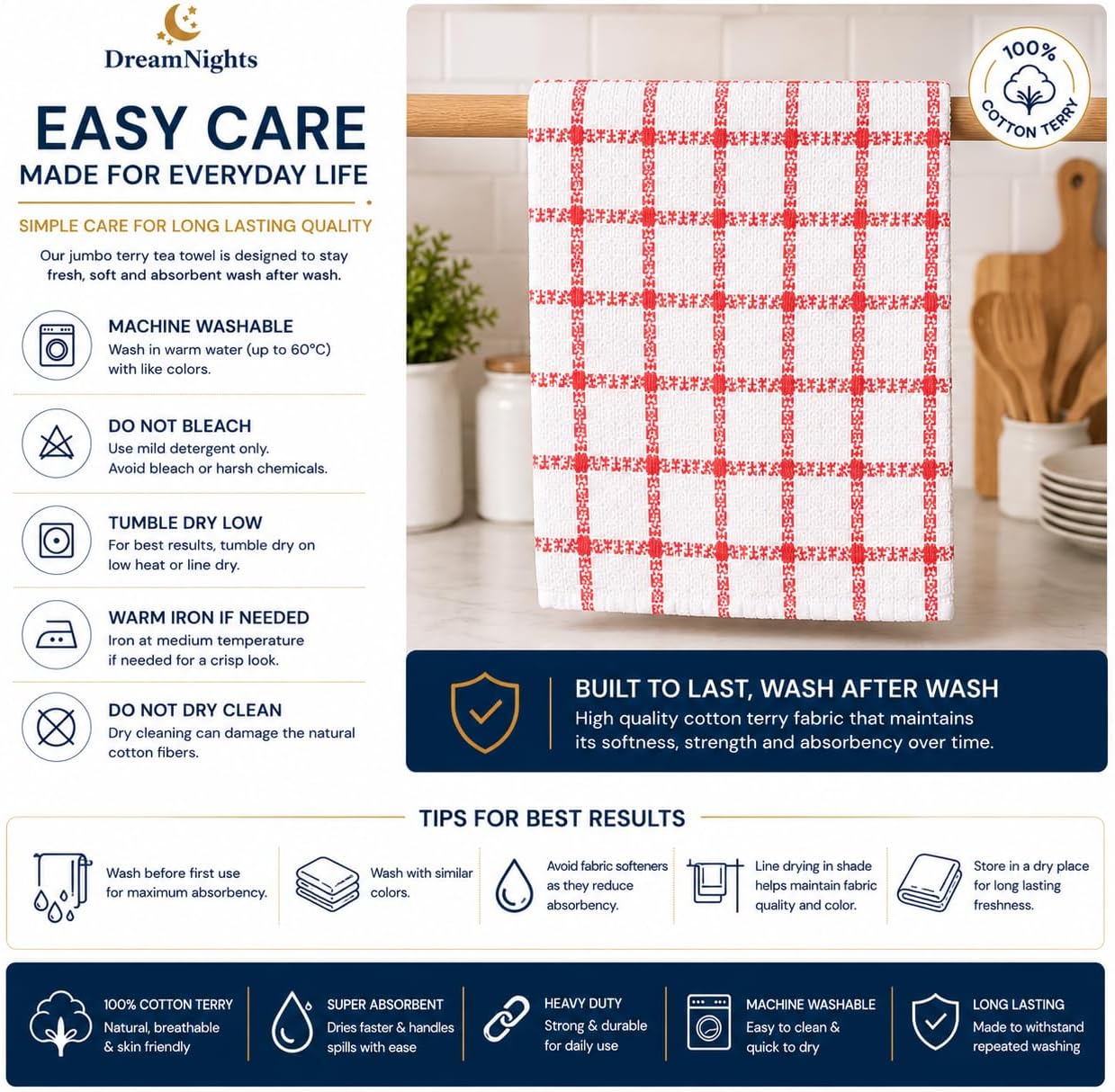 Thumbnail 6 de DreamNights Tea Towels 70 x 40 cm pack of 6
