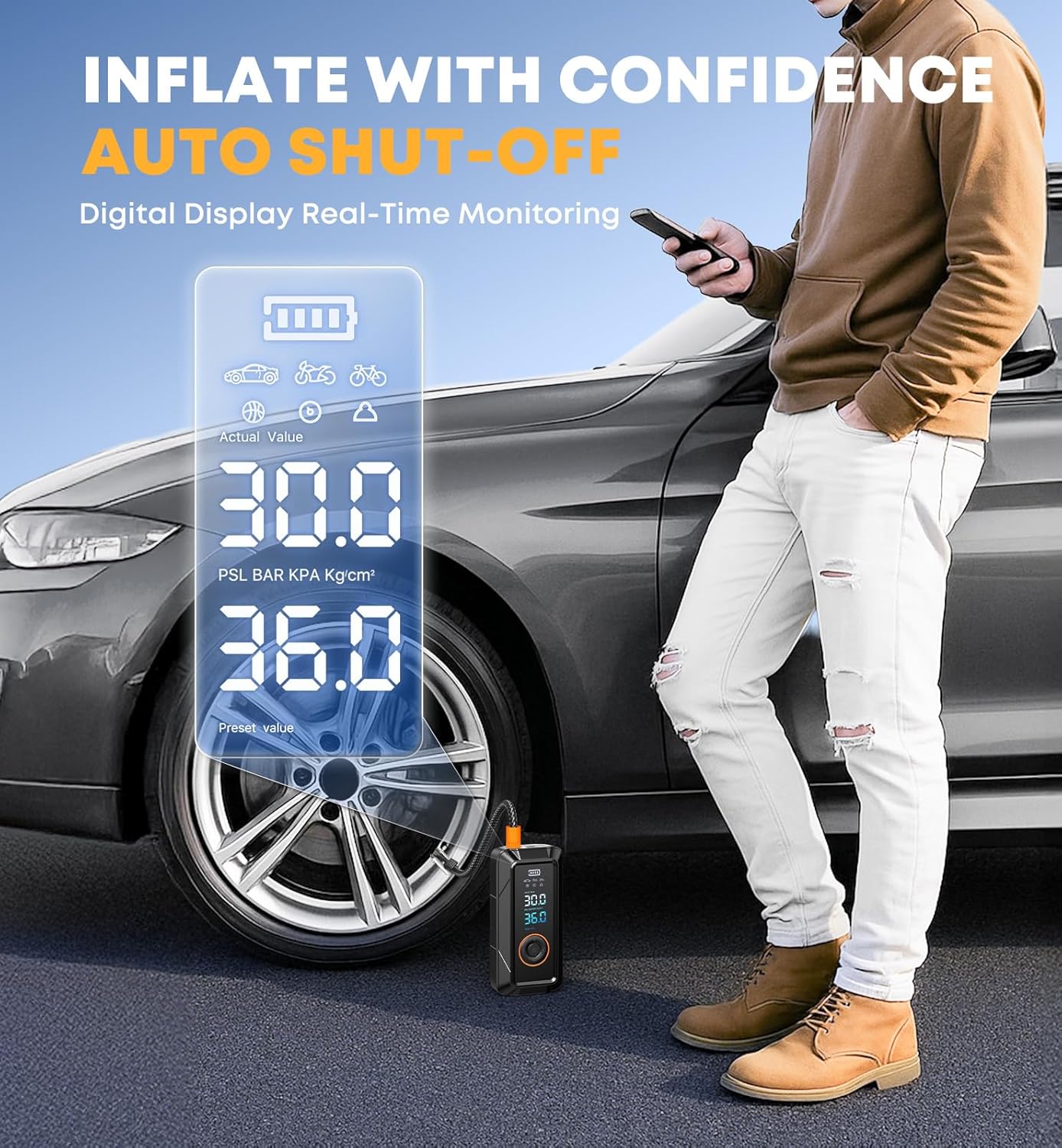 Detalle 2 de Tire Inflator Portable Air Compressor 12V