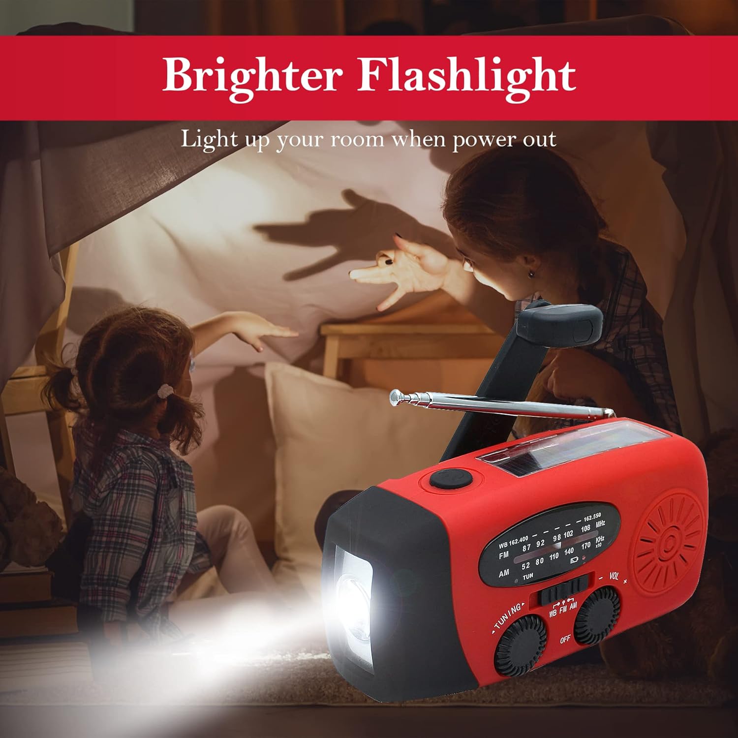 Detalle de RunningSnail Emergency Hand Crank Radio with LED Flashlight, AM/FM NOAA Weather Radio & 2000mAh Power Bank