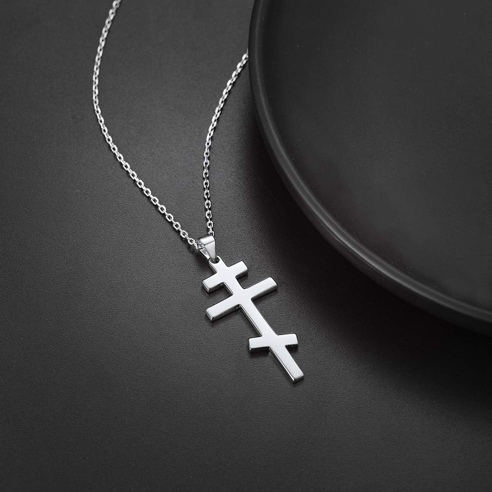 Thumbnail 2 de Collier femme PROSILVER en argent avec pendentif croix orthodoxe russe et chaîne fine réglable