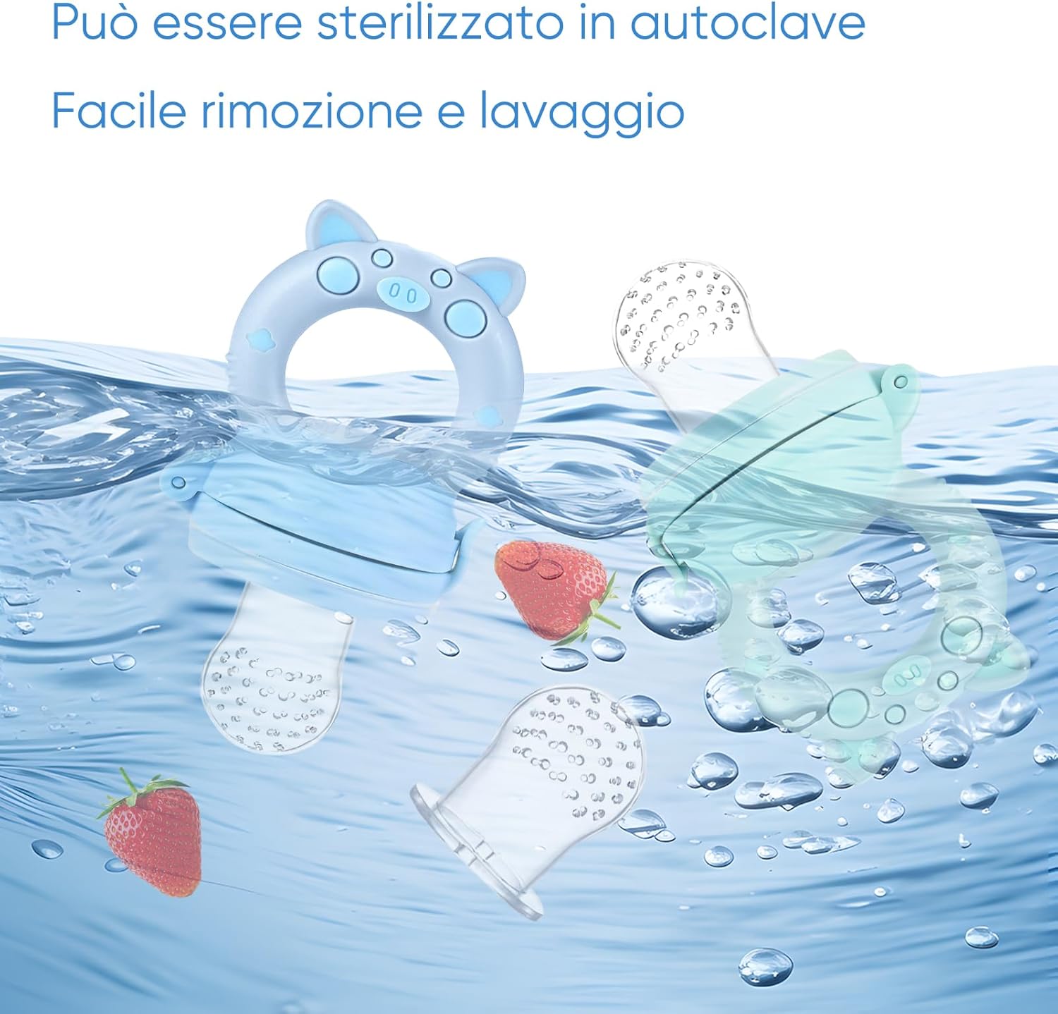 Thumbnail 3 de Faburo confezione Ciuccio Frutta Neonati 2 pezzi + 9 pezzi in silicone (per dentizione e alimenti)