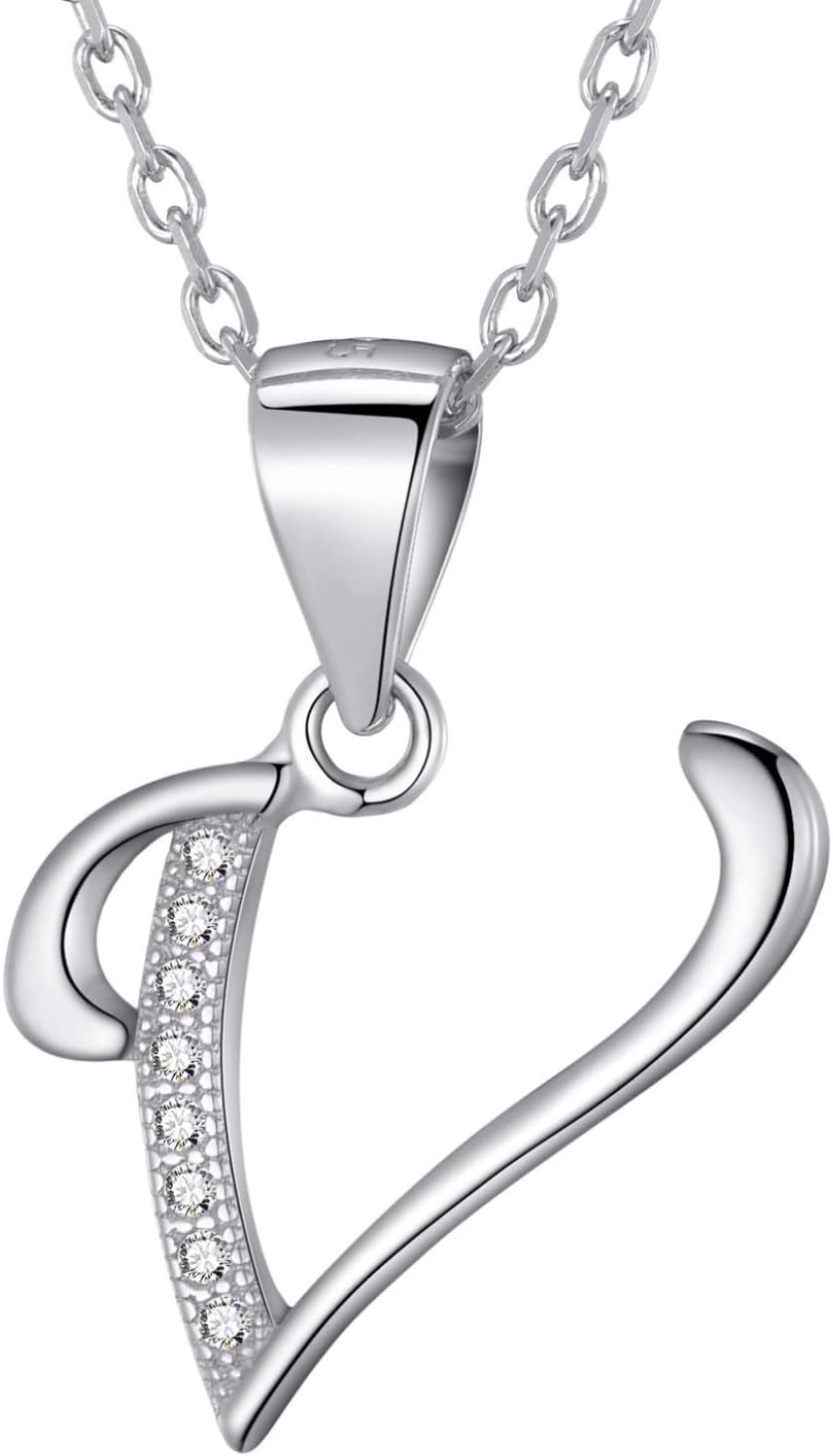 Thumbnail 6 de Morella Collana da Donna in Argento 925 Rodinato con Ciondolo Lettere e Zirconi Bianchi, Lunga 45 cm