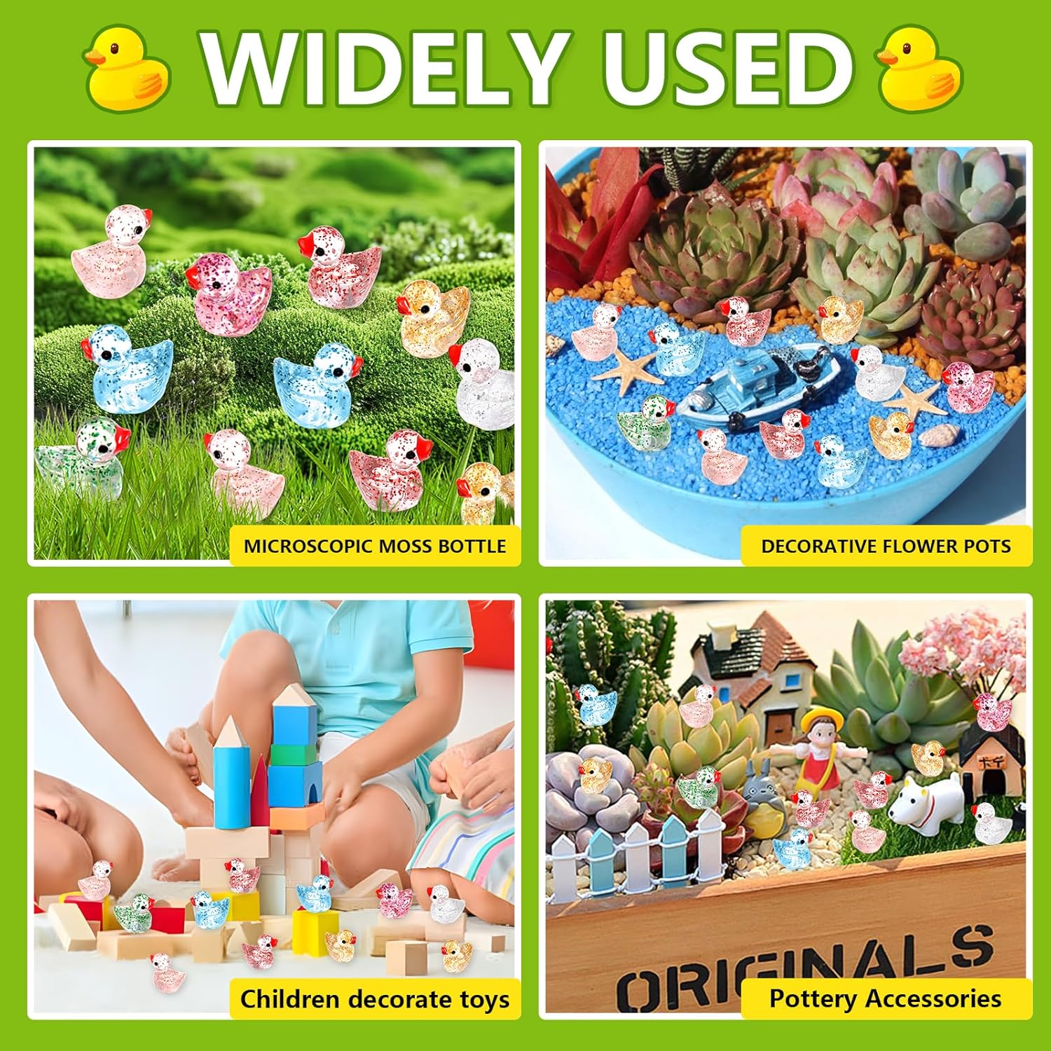 Thumbnail 1 de WIURGOHA 150pcs Mini Glitter Resin Ducks for Dollhouse, Aquarium & Micro Landscapes