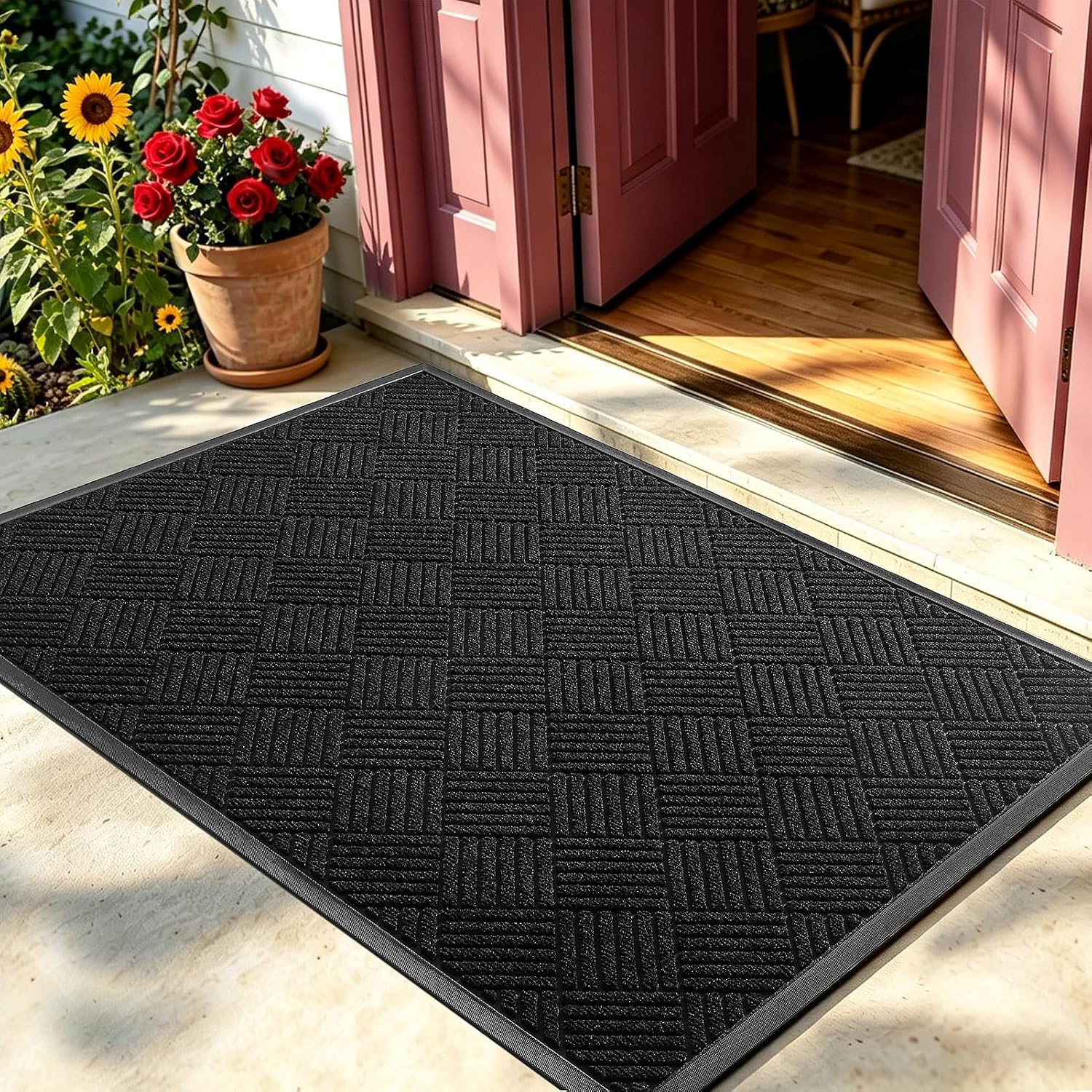 Detalle de WELDUN Front Door Mat, 47.5" x 35.5", Low-Profile with Non-Slip TPE Backing