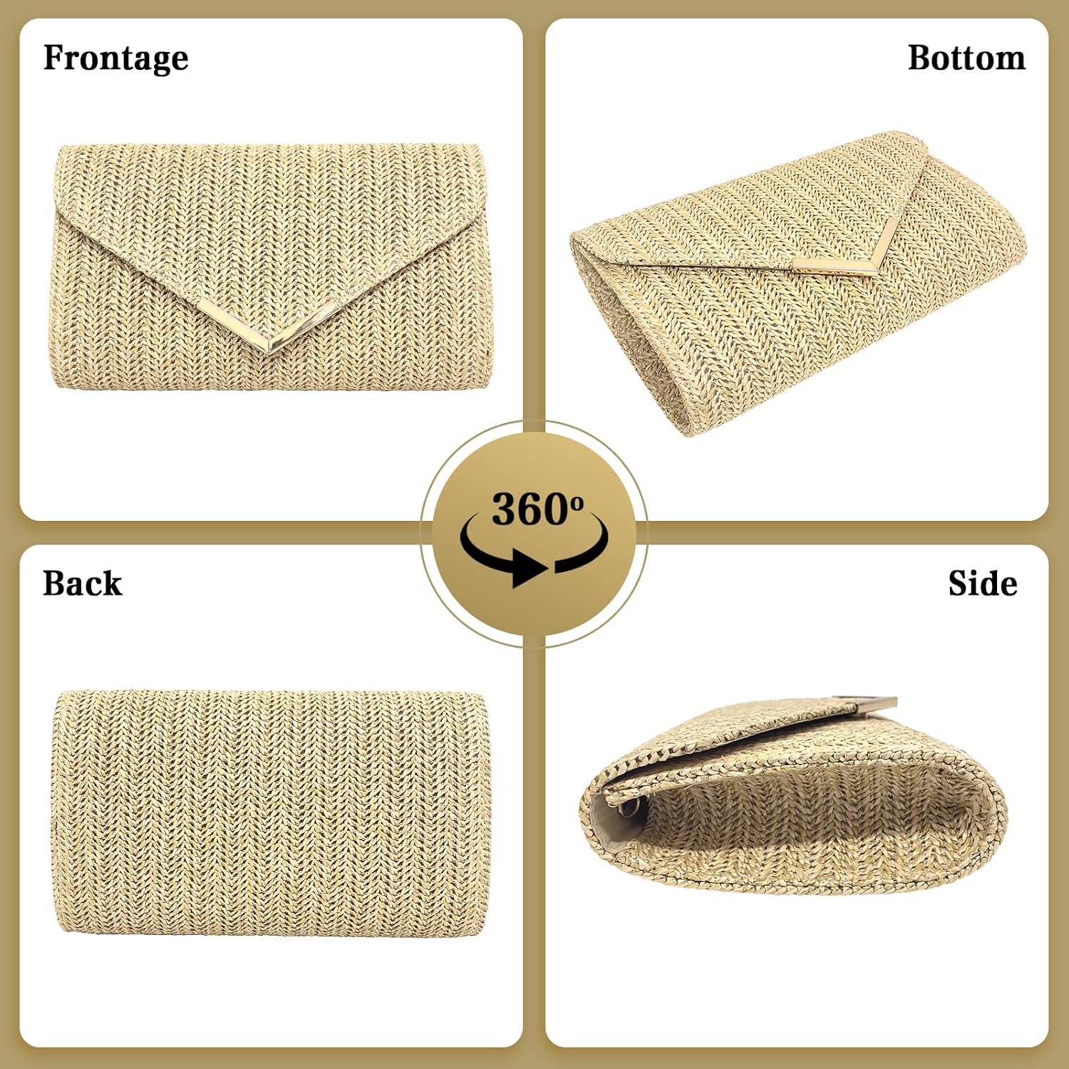 Detalle de Cckuu Women Straw Clutch Bag – Lightweight Woven Raffia Evening Bag for Summer