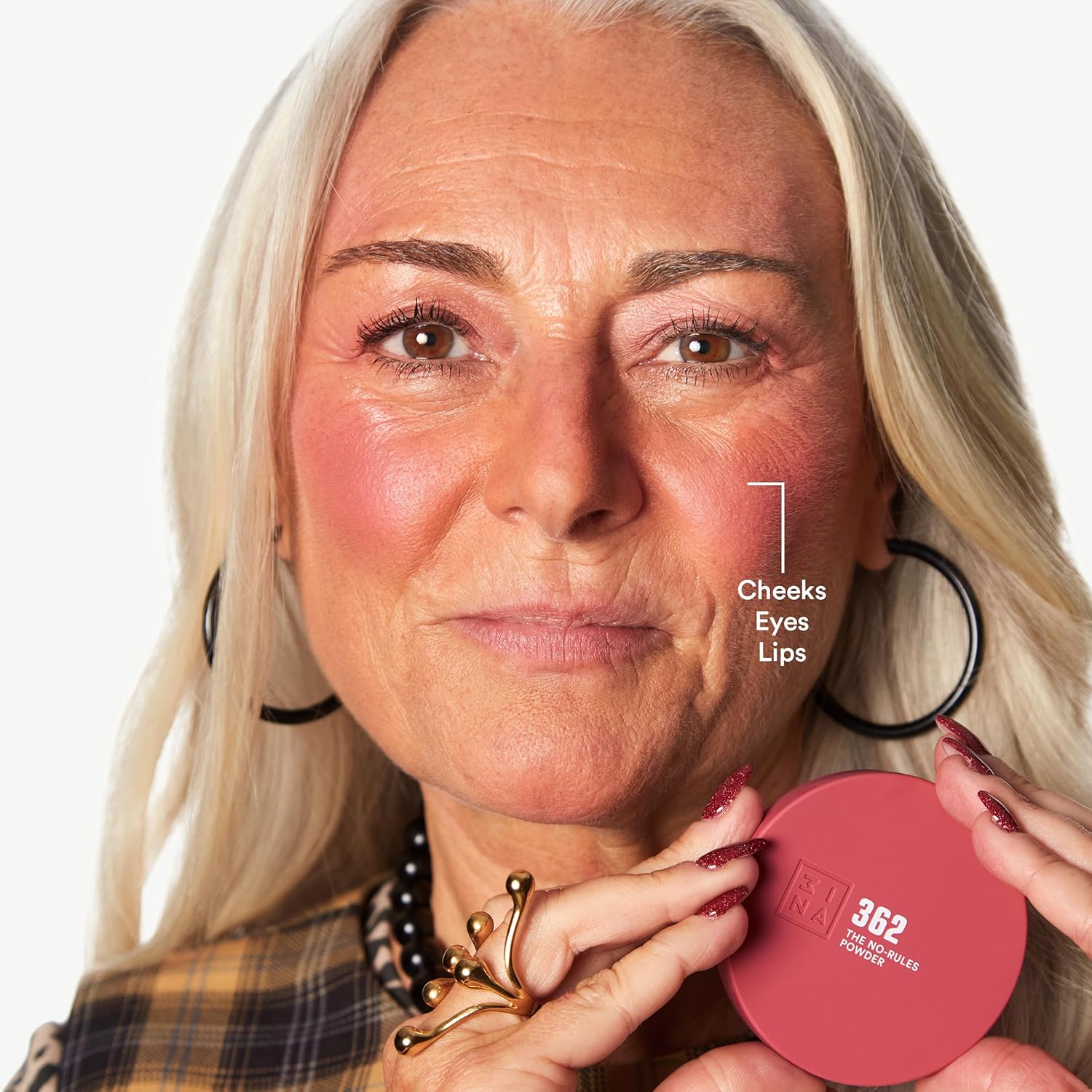 Thumbnail 1 de 3INA Makeup The No-Rules Powder 362 Rosa — polvere compatta 3 in 1 per occhi, labbra e viso