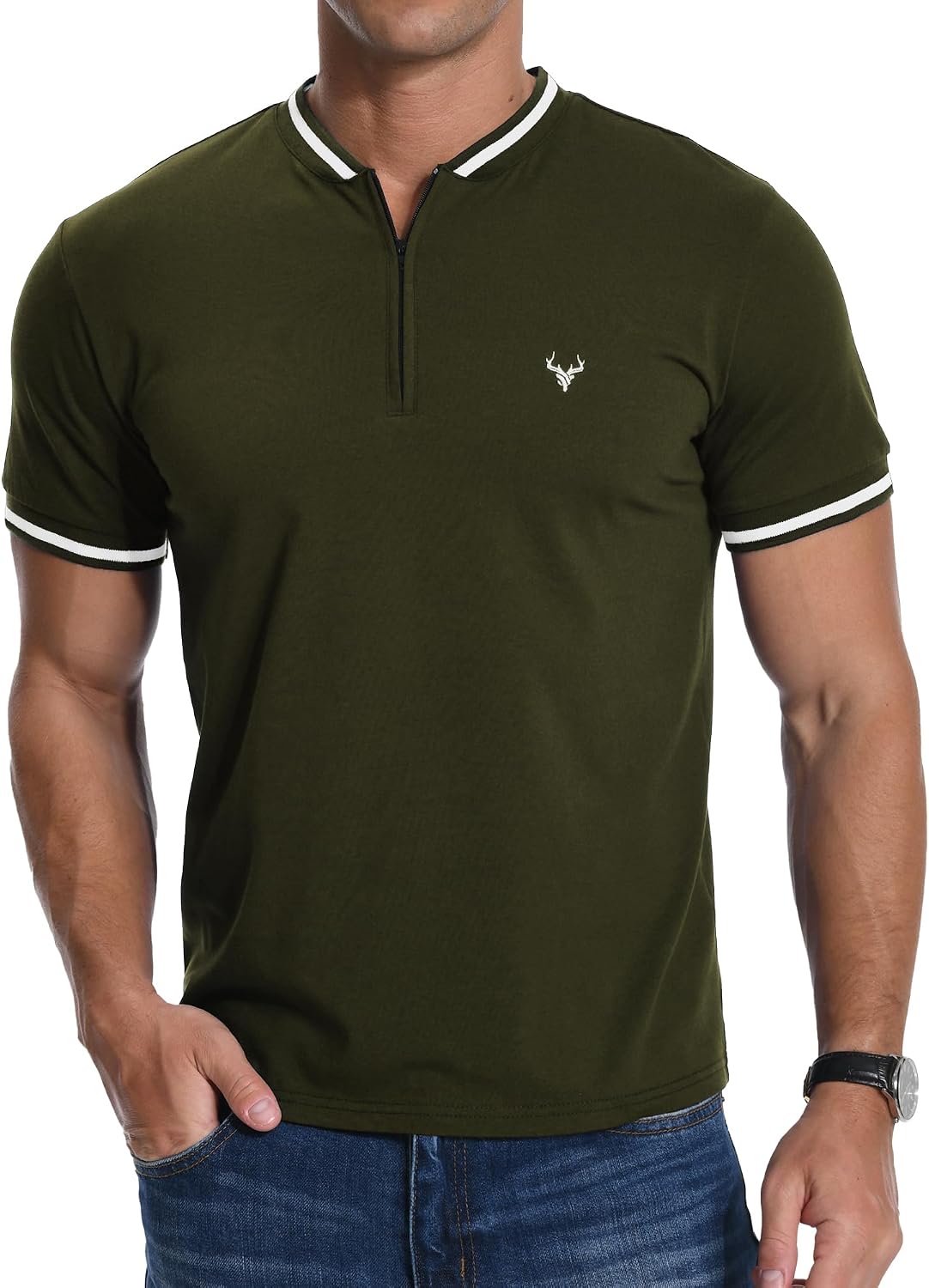 Detalle de MLANM Zip Henley T‑shirt for Men