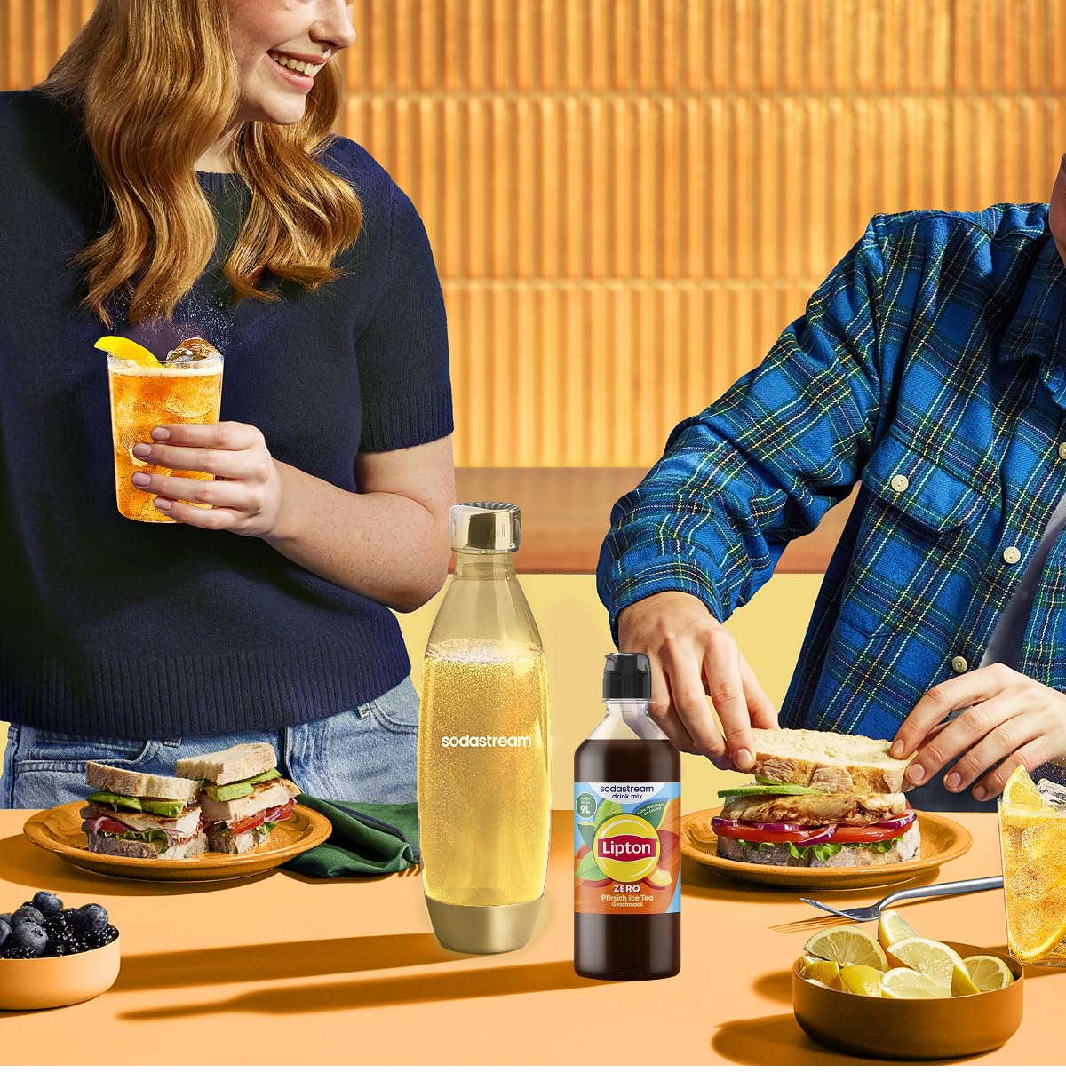 Detalle de Sodastream drink mix Lipton Zero Pfirsich Ice Tea – zuckerfreier Sirup, 4er Pack (4 × 440 ml) ergibt bis zu 9 L